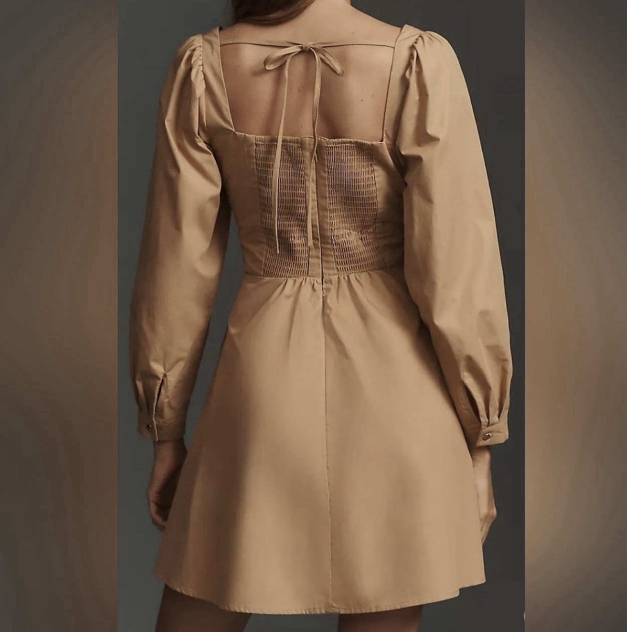 BY ANTHROPOLOGIE LONG-SLEEVE SQUARE-NECK POPLIN MINI DRESS Size XL