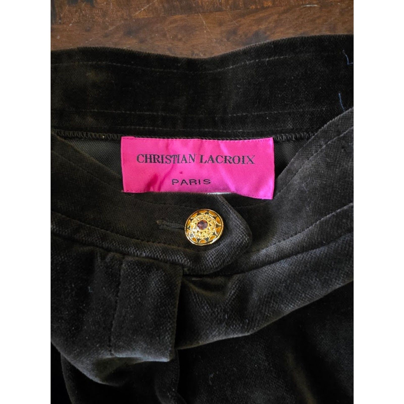 Vintage Christian Lacroix Paris chocolate velvet pleated pants– SEE Photos Flaw