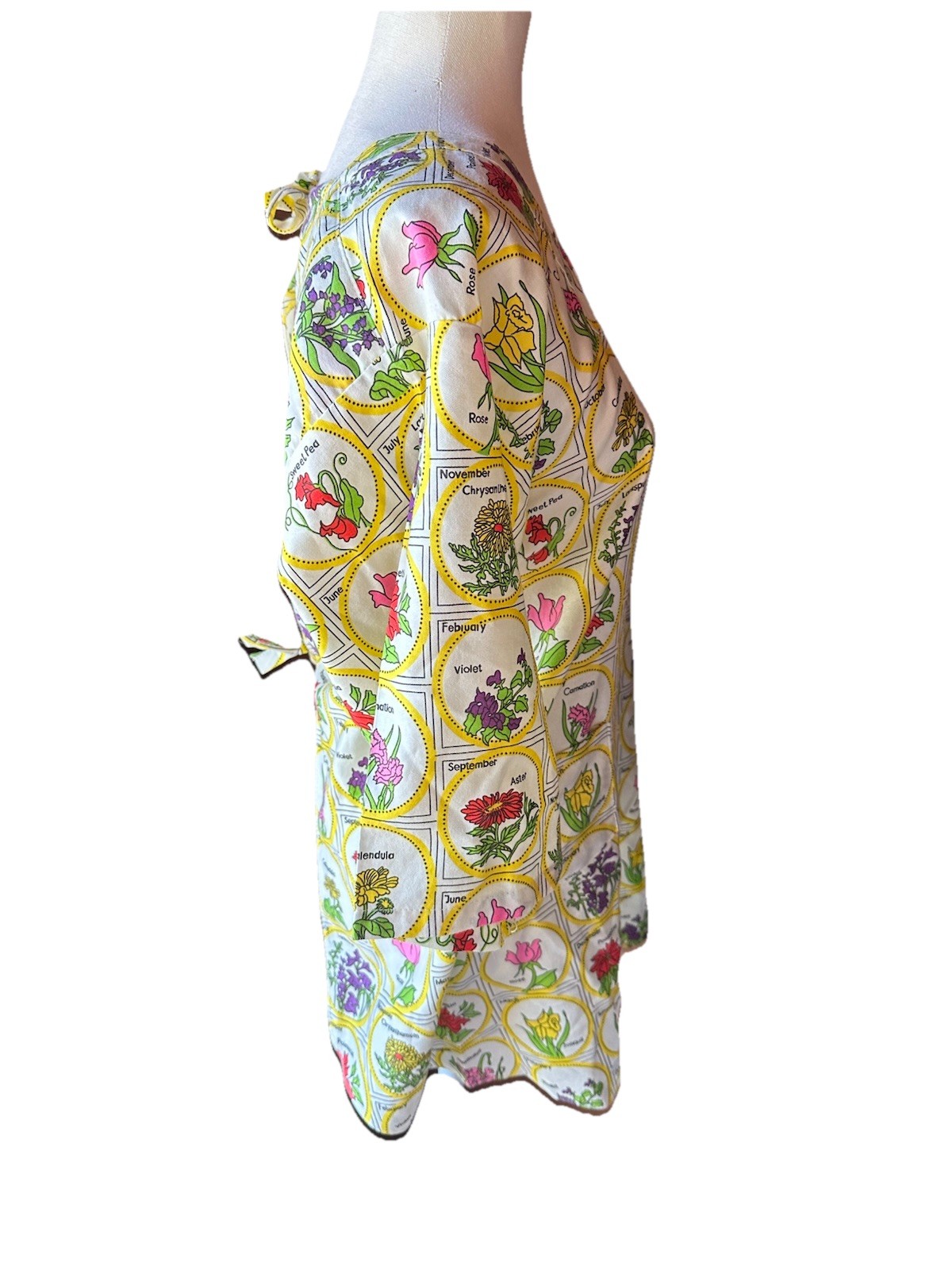 Vtg Design House Japan 70s Mod Artist Smock Apron Hippie Seed Packets Print