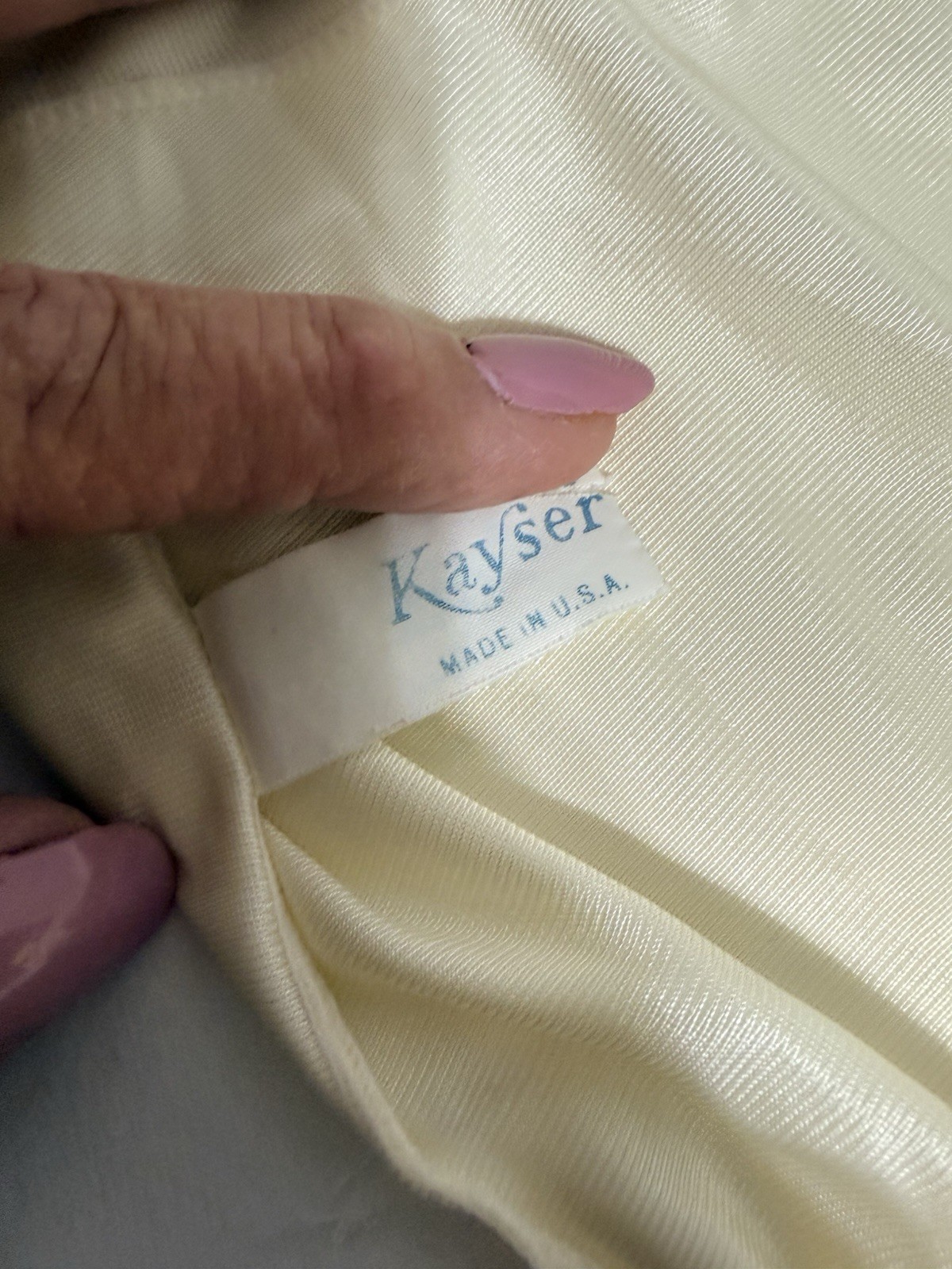 Vintage Kayser Full Slip Size 40 Ivory Lace Trim Nylon USA Lingerie Nightgown