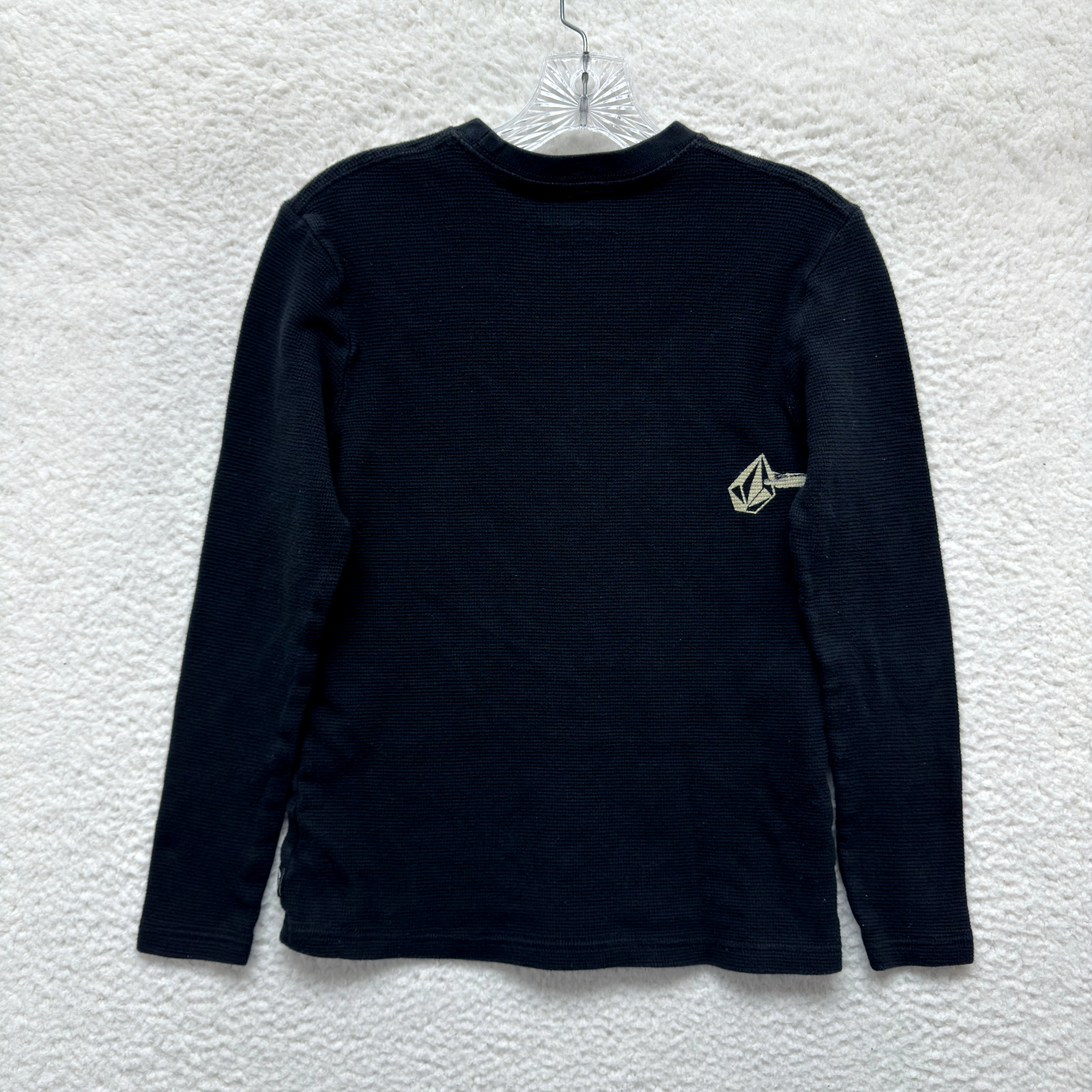 Y2K Vintage Volcom Thermal Top Small Medium Black Waffle Knit Skater Grunge