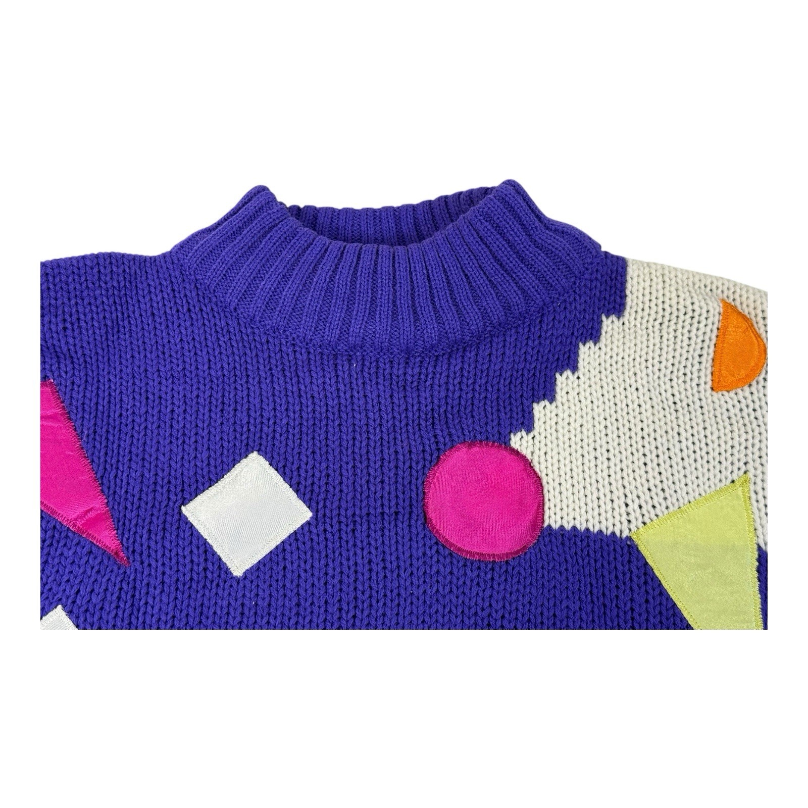 Vintage Spice Of Life Sweater Women’s Large Colorful Knit 80s Pullover Retro