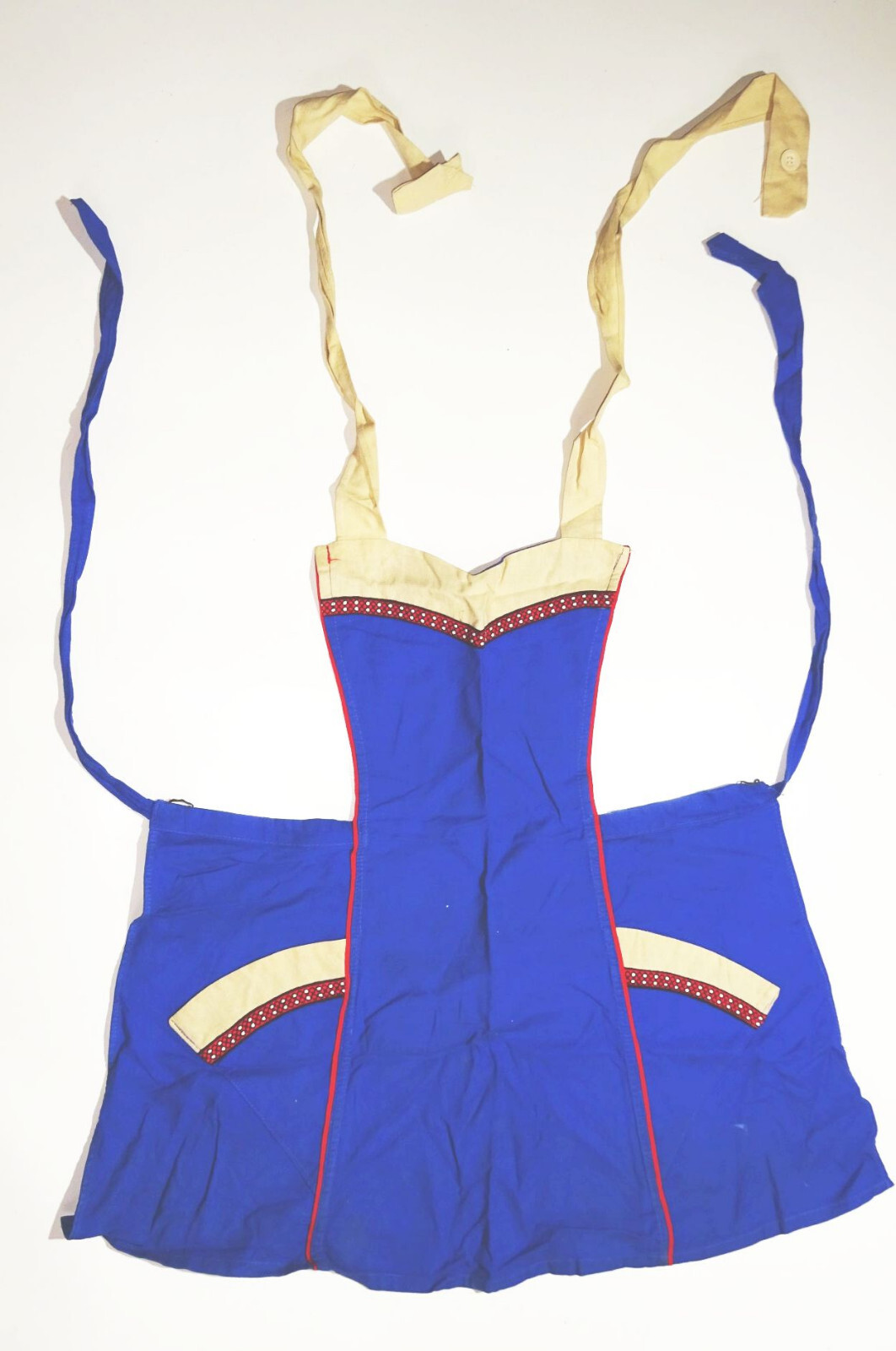 Vintage cotton apron GDR West Germany colorful tie apron