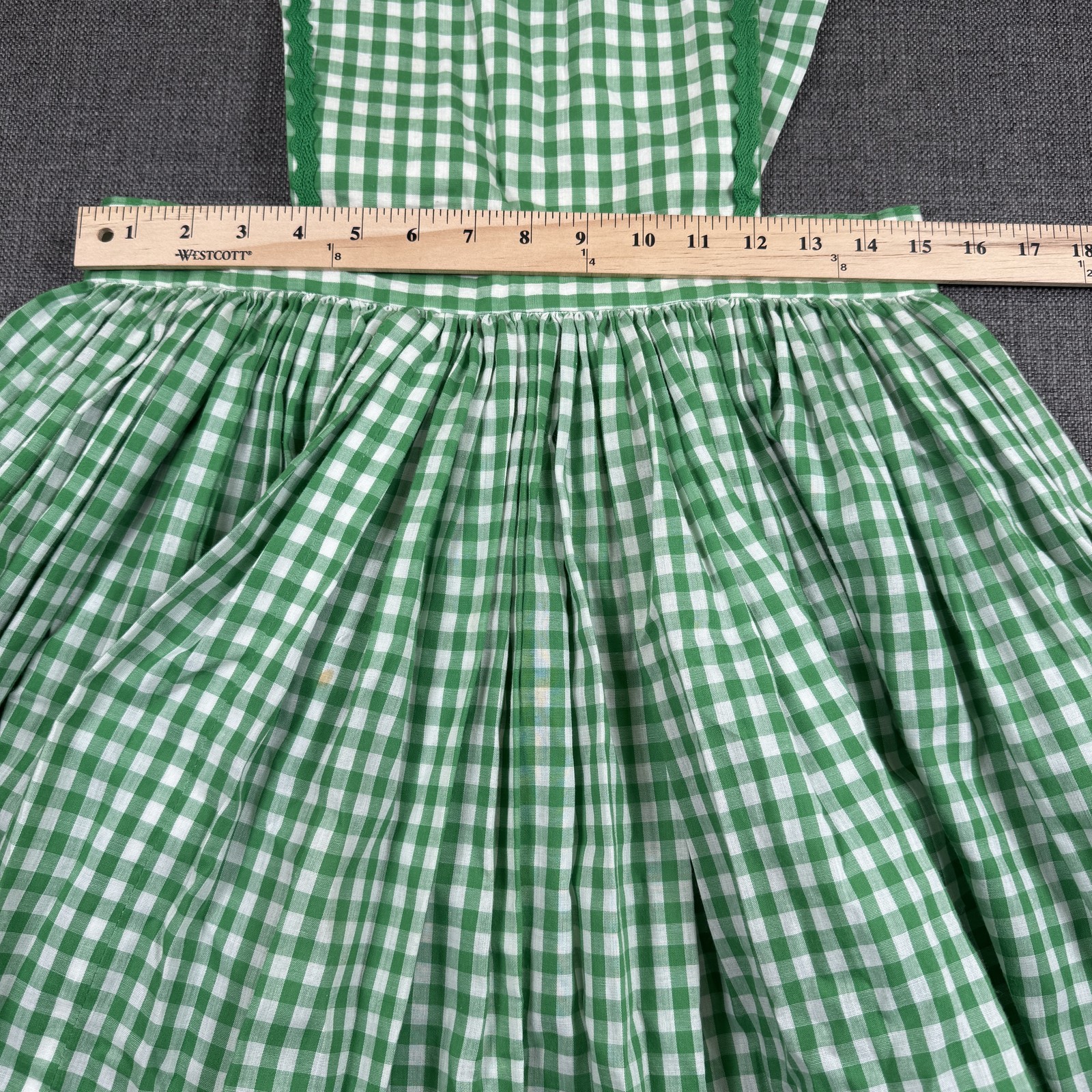 Handmade VTG Green White Gingham Pinafore Dress Womens Small Cottage Core Dance
