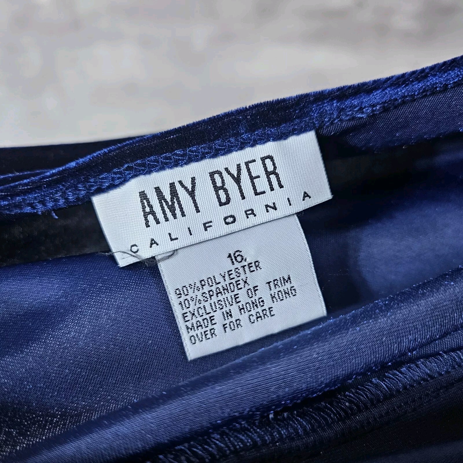 Vintage 90s Amy Byer California M/L Dark Blue Velvet Cowl Neck S/S Dress