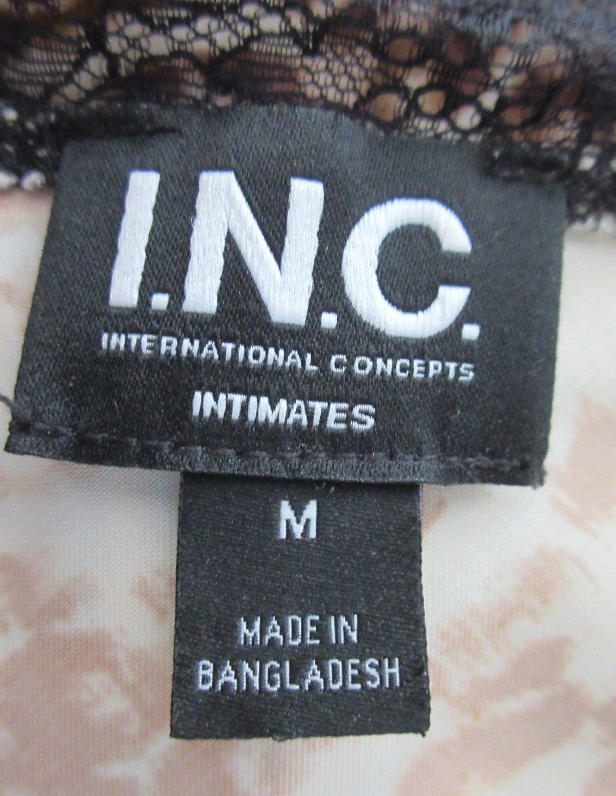 INC International Concept poly SATIN long chemise Lace V neck night gown size M