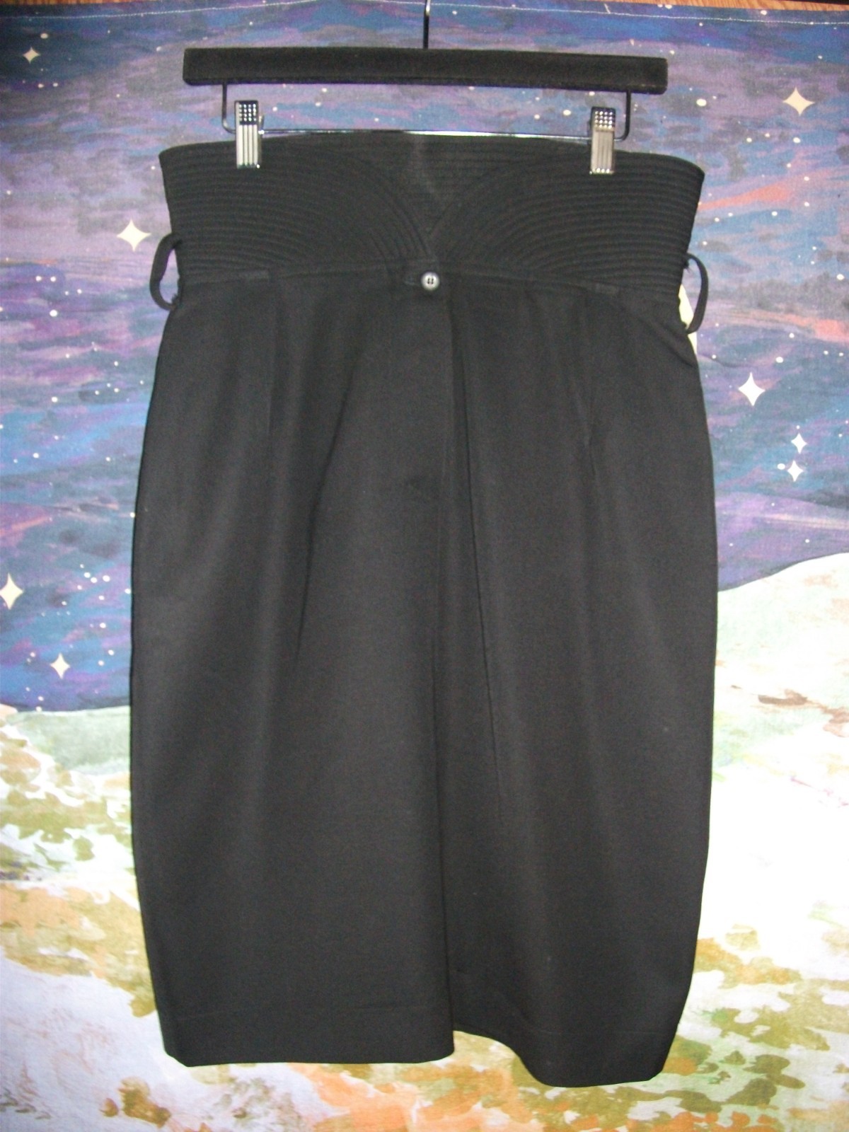 Vintage Claude Montana Paris Wool Skirt 1980s Black Made in Italy Lined