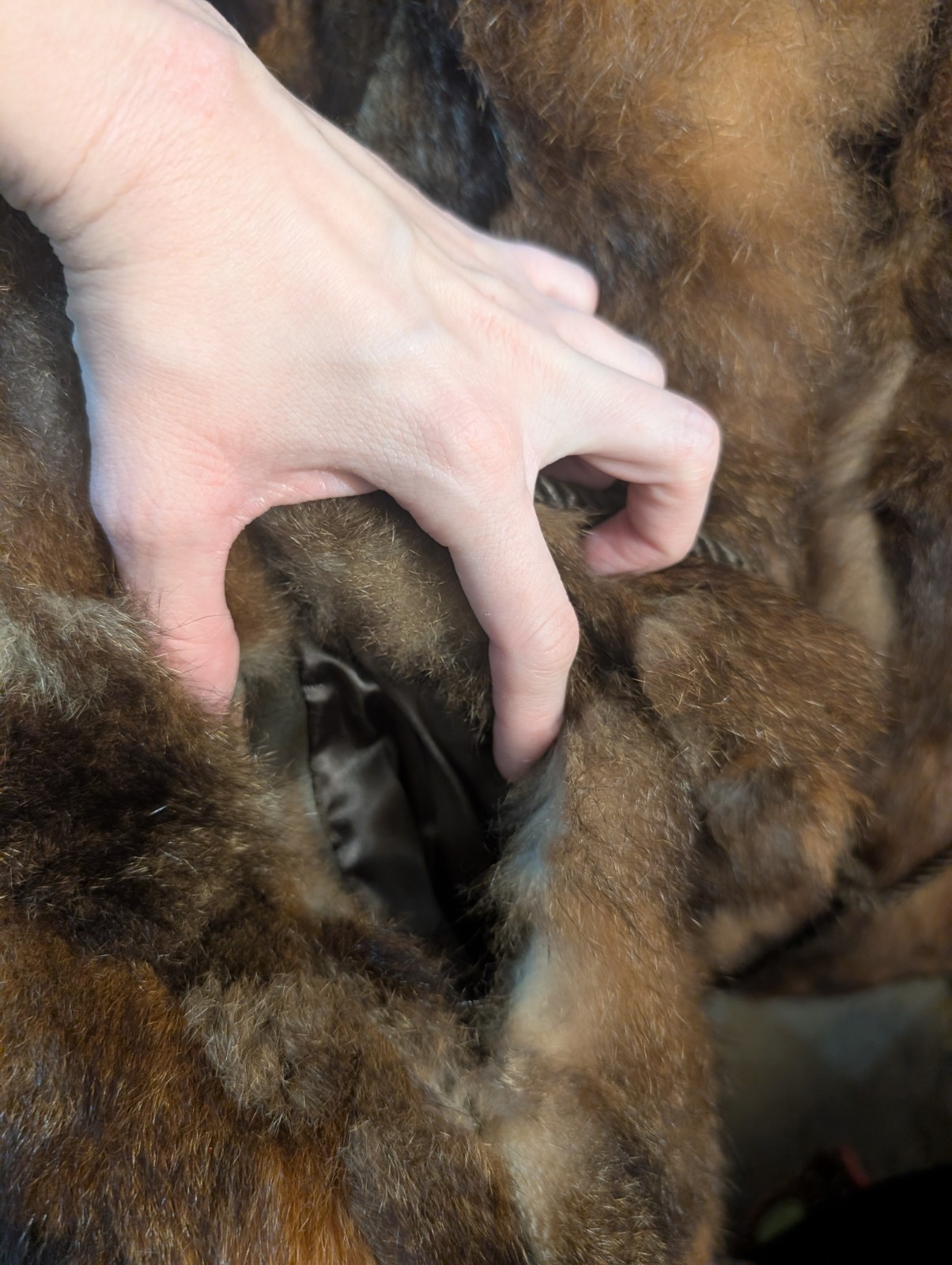 Extra Small Brown Genuine Fur Coat Jacket with Satin Lining, Tie Closure