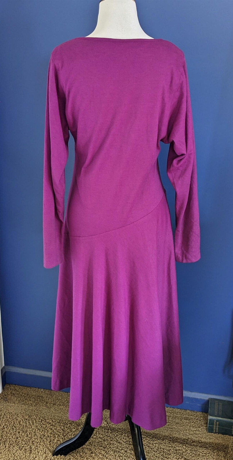 Vintage The Kollection Wool Blend Plum Dress Size 10 Long Sleeve