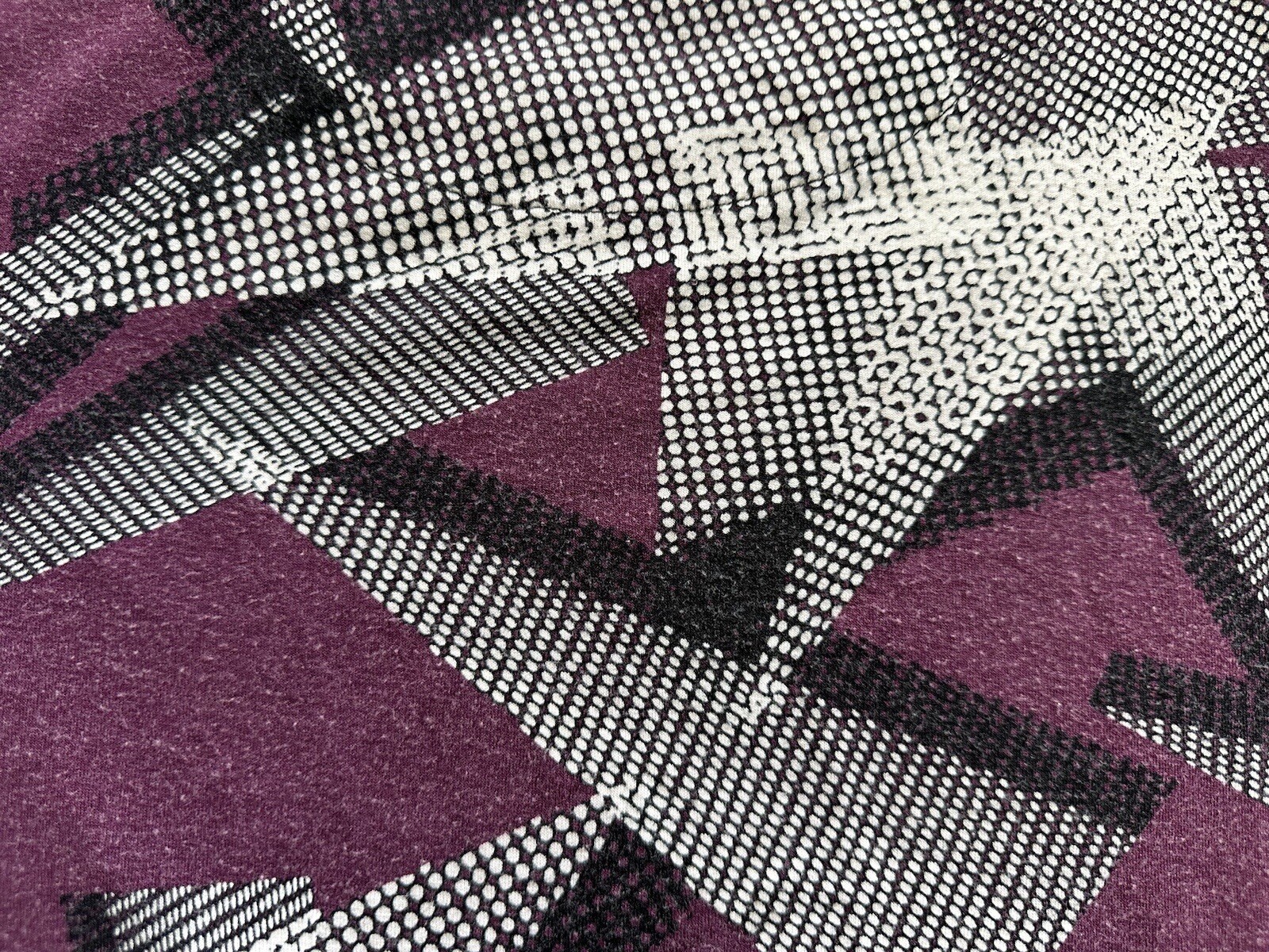 Vintage JM Collection White Purple Rayon Blend Geometric Triangle Shirt Size L