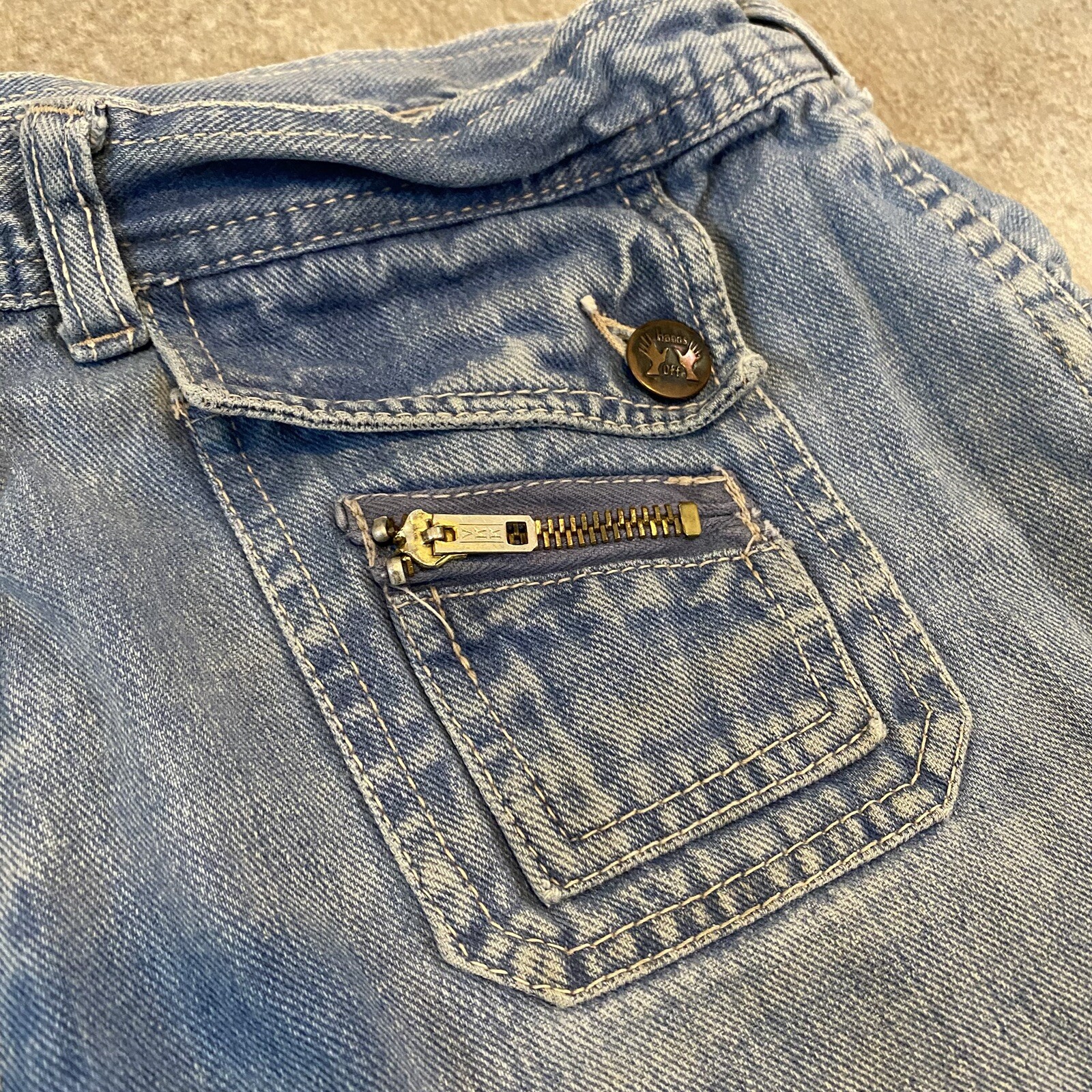 Vintage 80s Hands Off Flare Bell Bottom Jeans 33 X 30 True Vintage Boho Indie