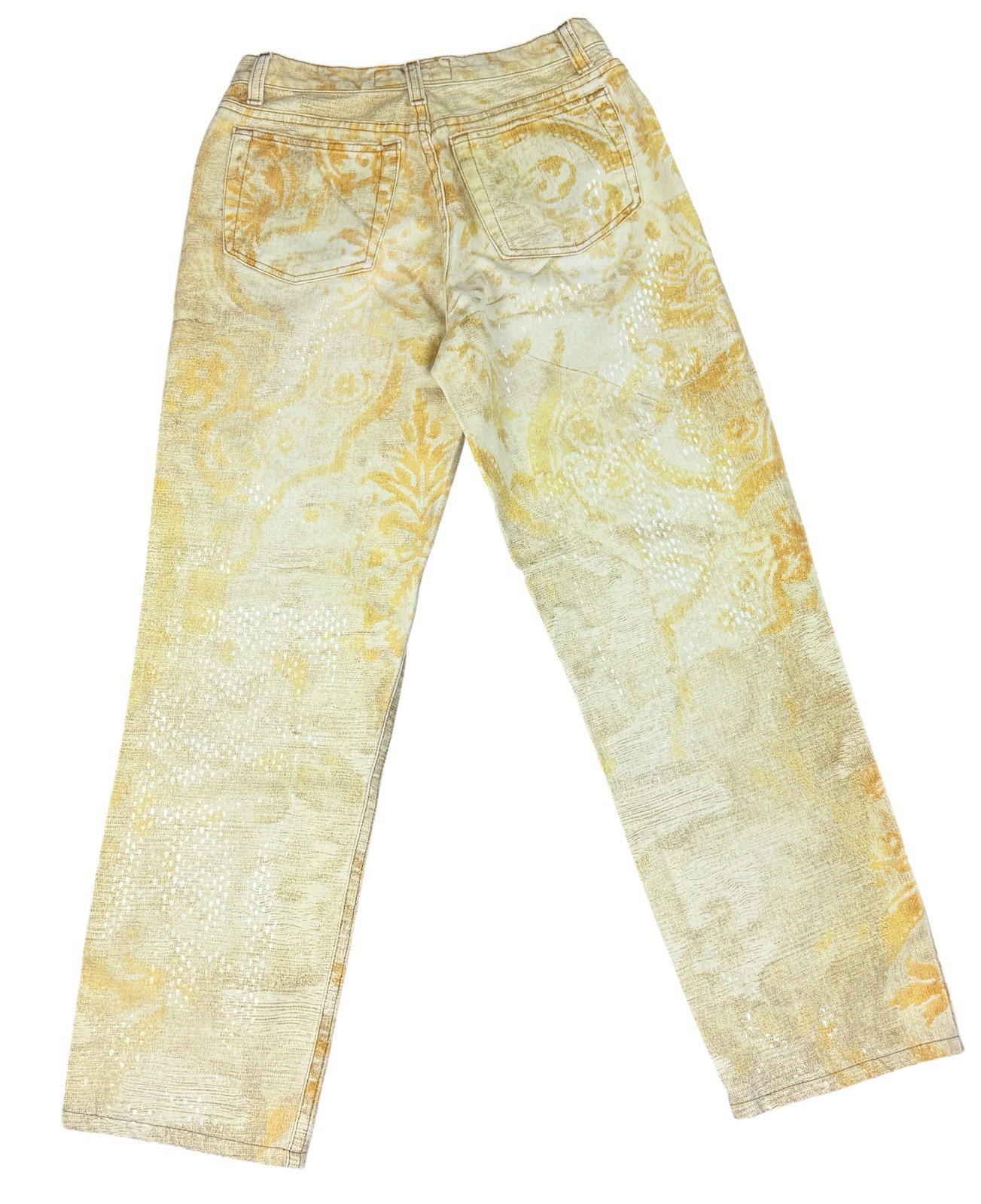 Vintage Roberto Cavalli 90s Funky Sand Blasted Denim Shimmer Jeans Small Italy