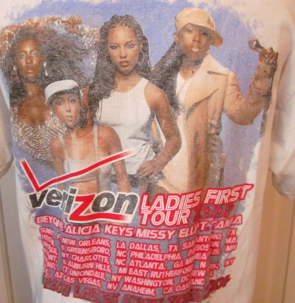 CONCERT T SHIRT 2004 LADIES FIRST TOUR BEYONCE ALICIA KEYS DOUBLE SIDED HIP HOP