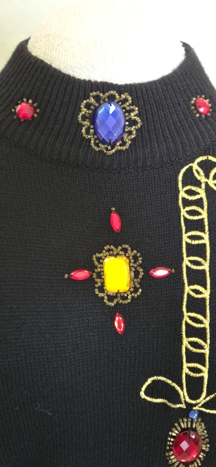 1980s PLAIN JANE by Sweet Baby Jane Black Embellished Sequined Sweater Dress M