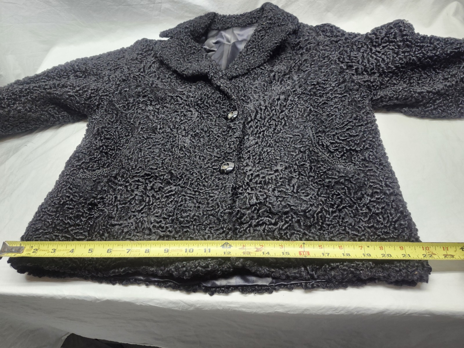 Vintage Curly Persian Lamb Wool Coat Silk Lined 40s 50s Old Money Mob Wife