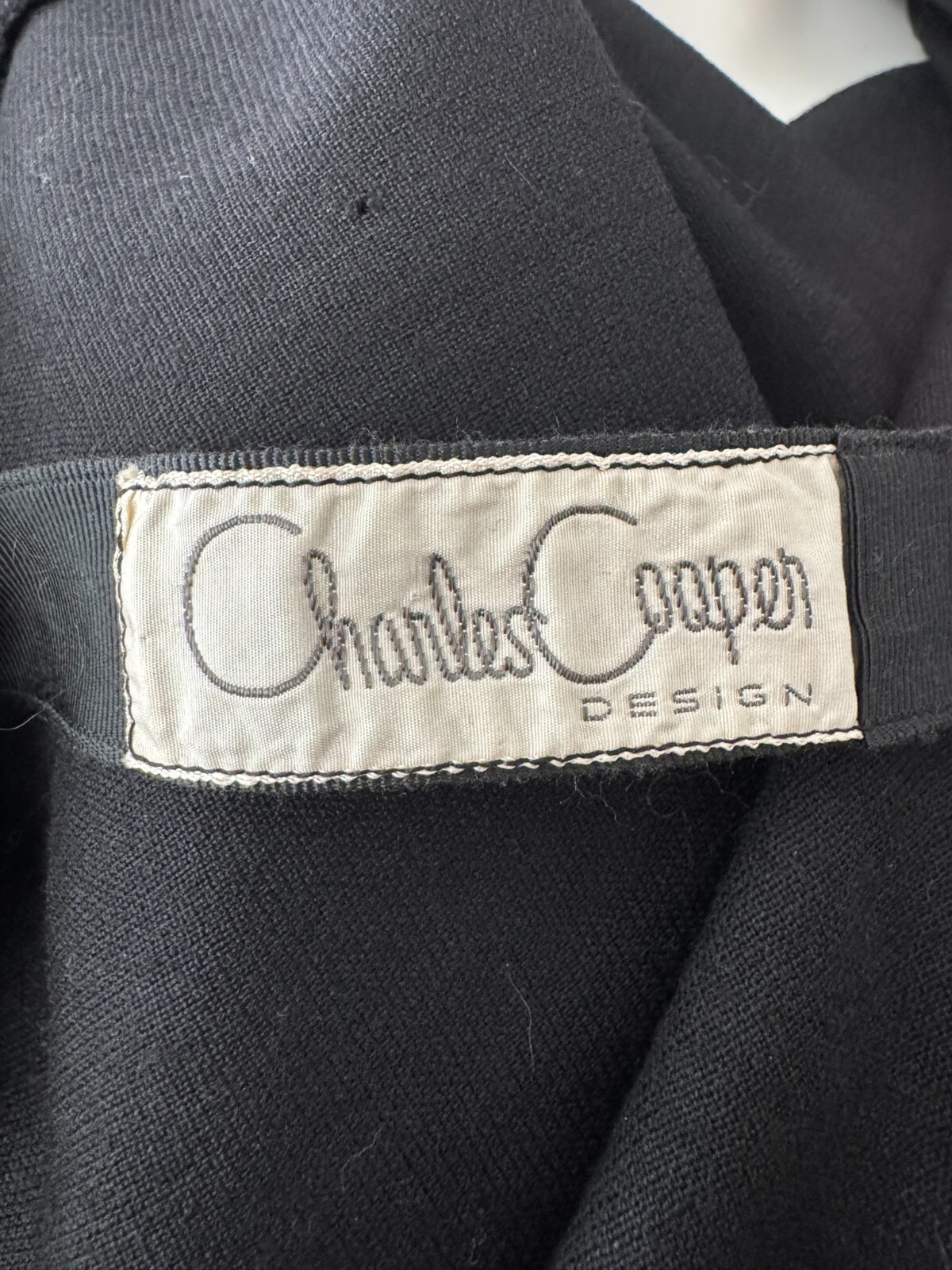 Vintage 60s Black Plunging Bow CHARLES COOPER Cocktail Party Dress M