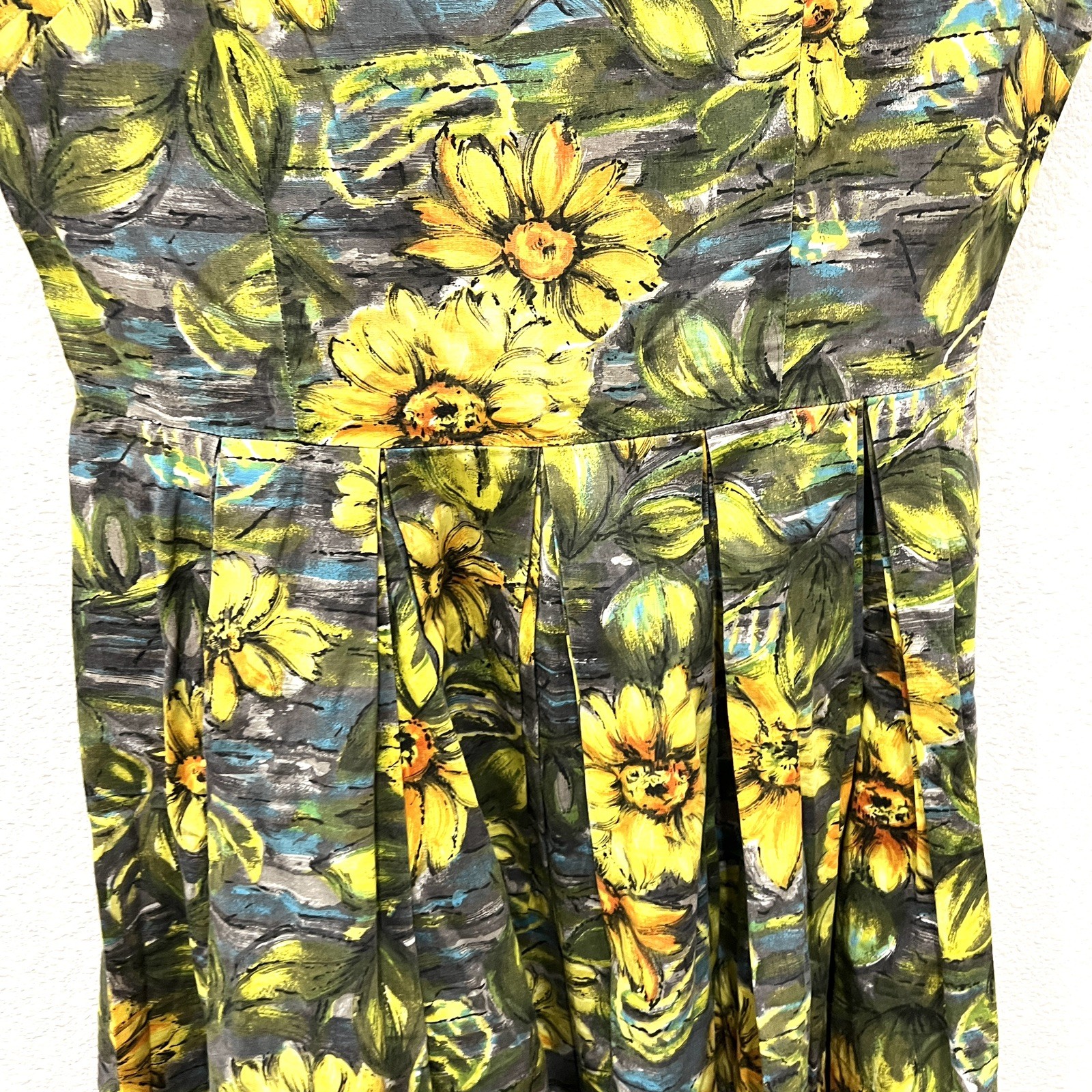 Vintage Handmade Hawaiian Floral Sundress Retro 50s-60s Rockabilly Tiki Pinup S