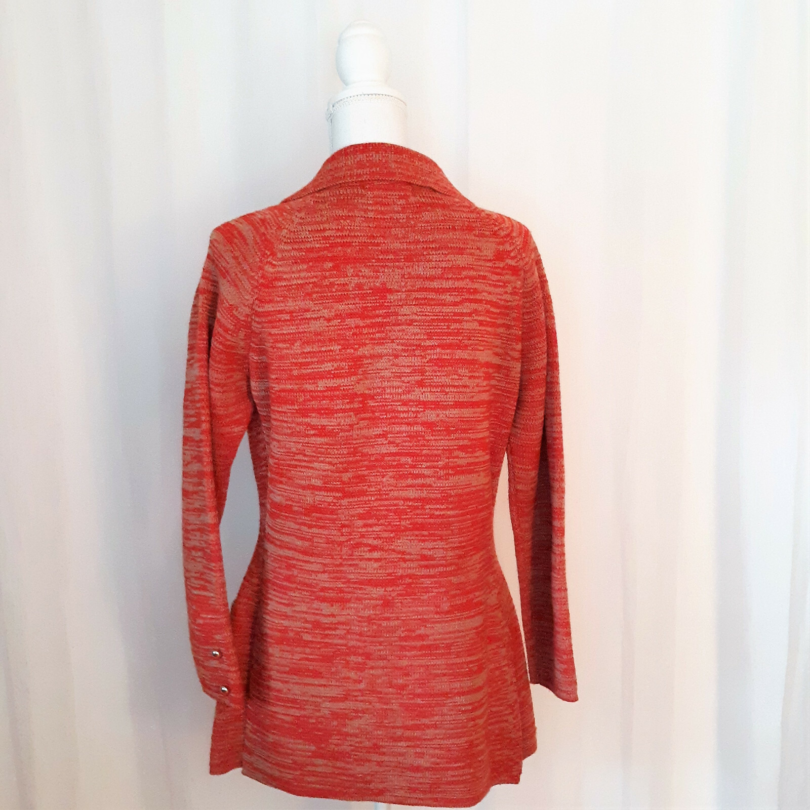 Vtg. 70’s Full Fashioned Heavy Knit Orange Button Front Jacket Size M Pre-Owned