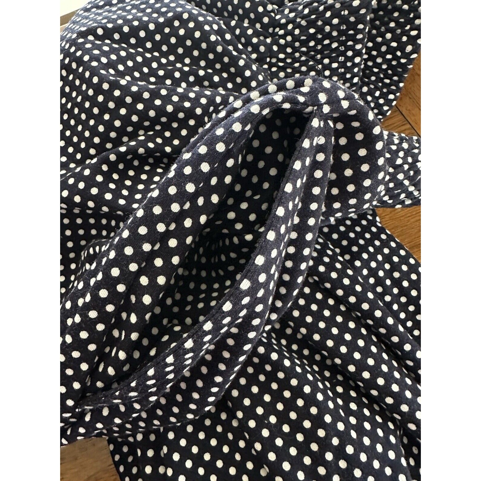 Carroll Reed Polka Dot Cotton Long Skirt Vintage Hong Kong Elastic Waist Pockets