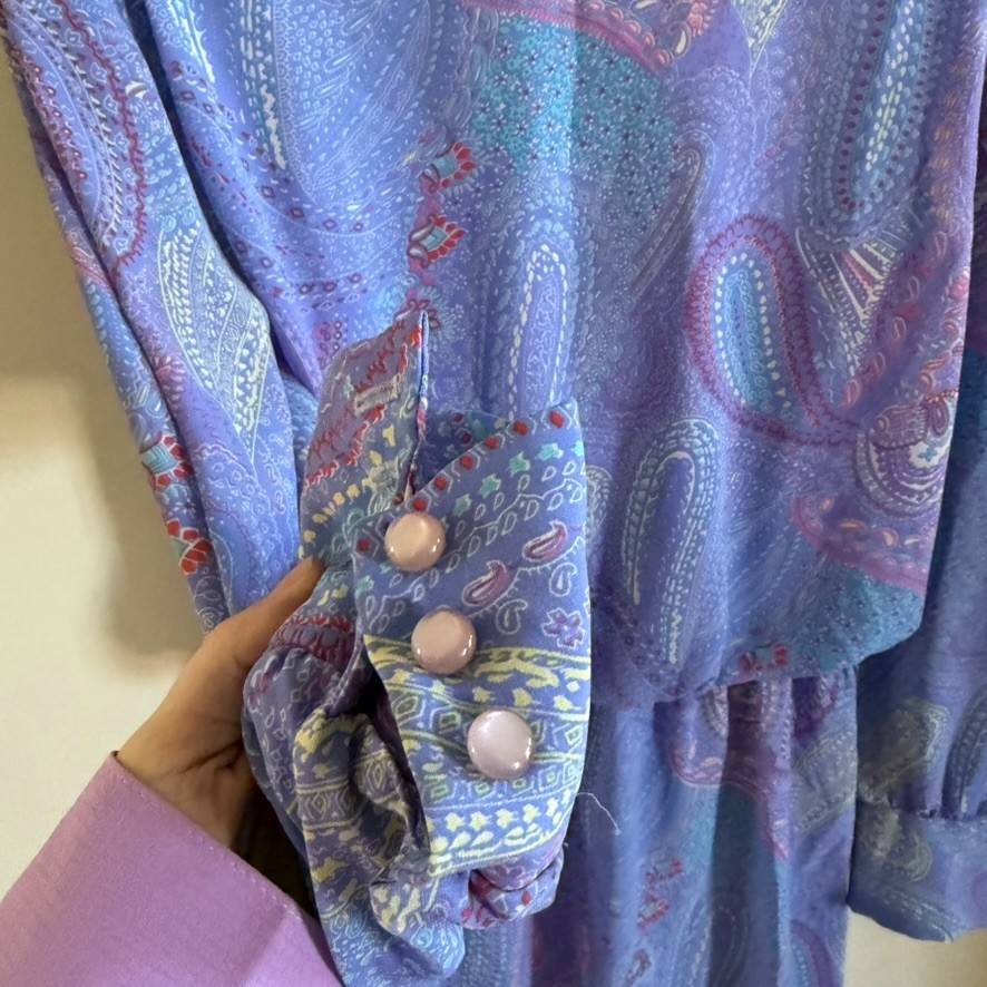 Vintase JSJ Size 6 Secretary Cottagecore Prairie Ditsy Purple Floral Paisley