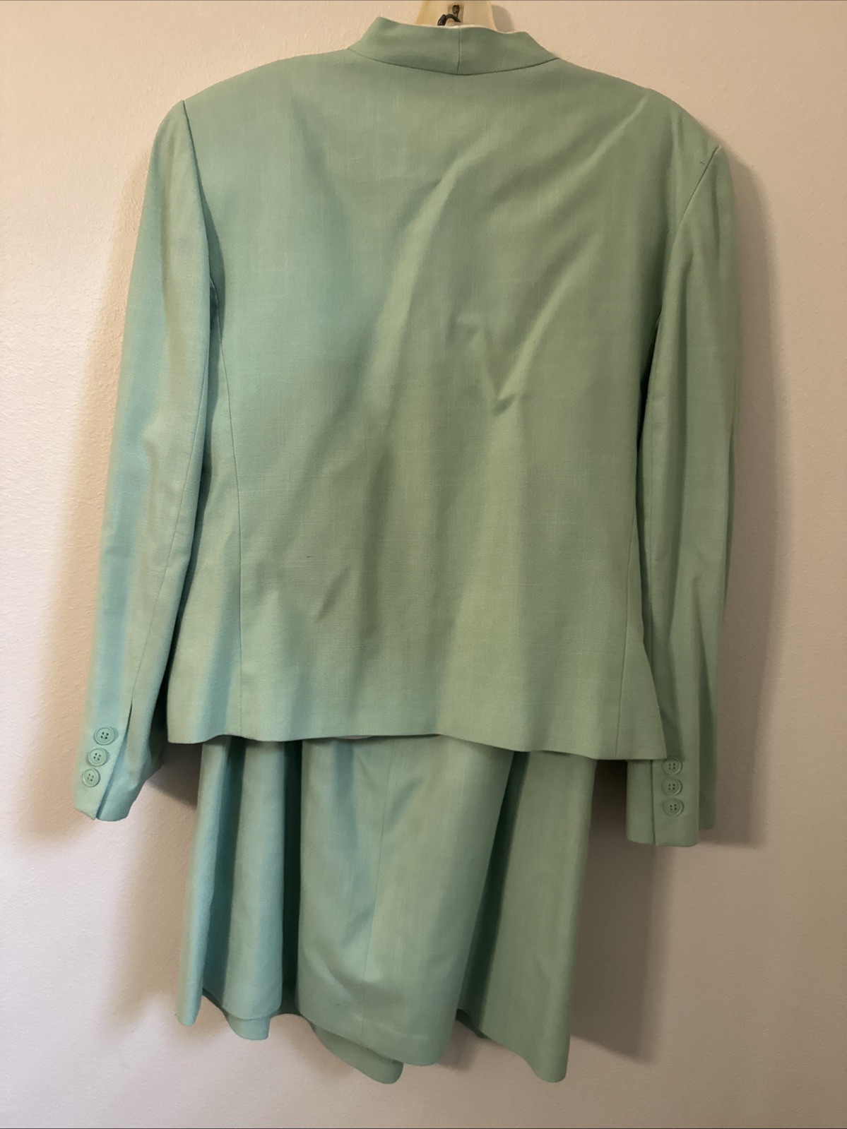 Vintage E.H Woods Skirt suit set Light Green Size 16 jacket shirt skirt Lined