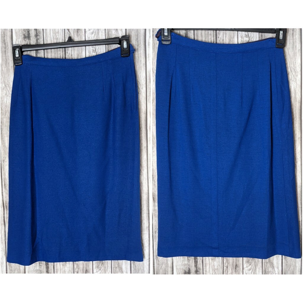 Women’s Vintage Royal Blue Skirt Suit ~ 28 inch waist