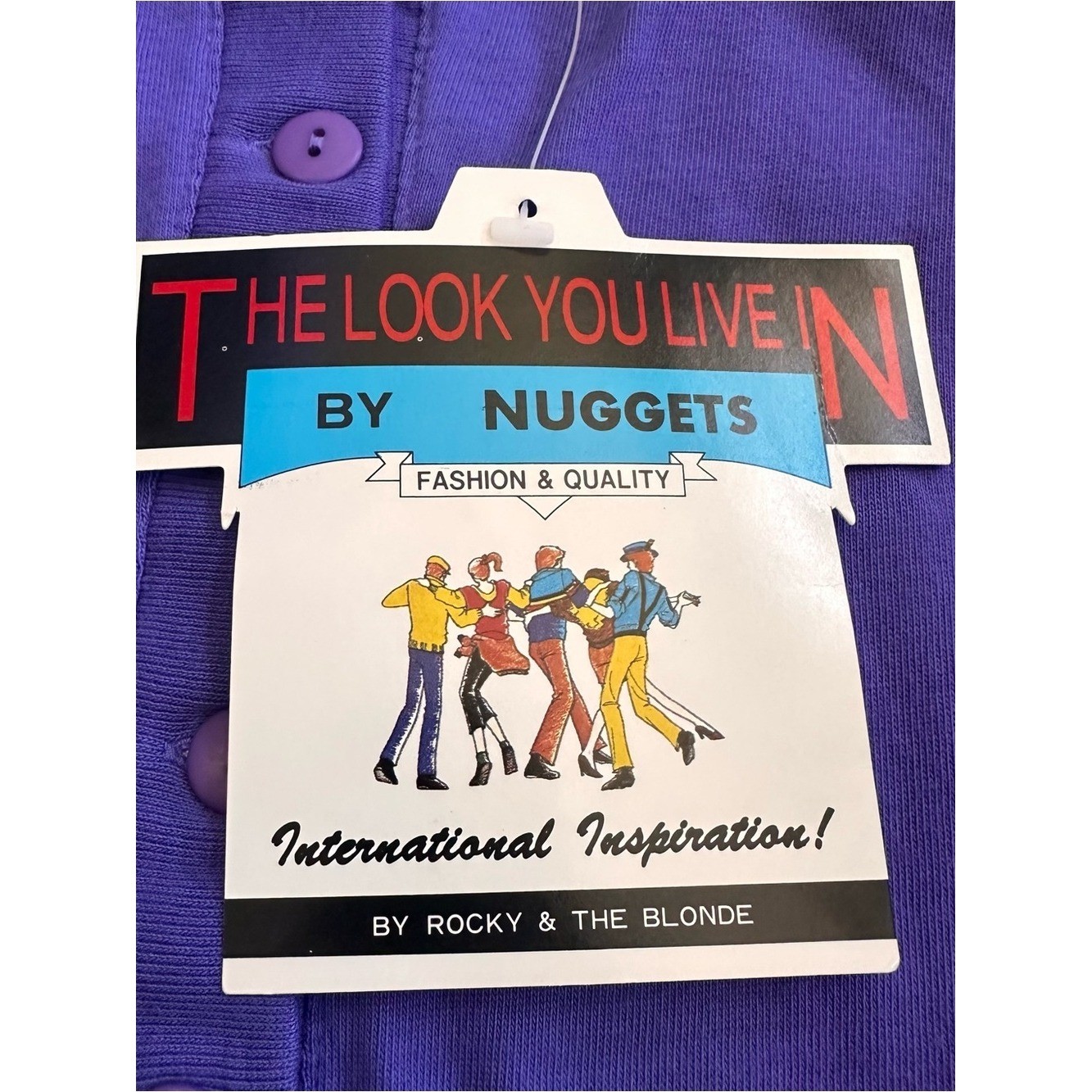 NWT Vintage 80’s Nuggets Purple Button-Front Short Sleeve Crop Cardigan Top M/L