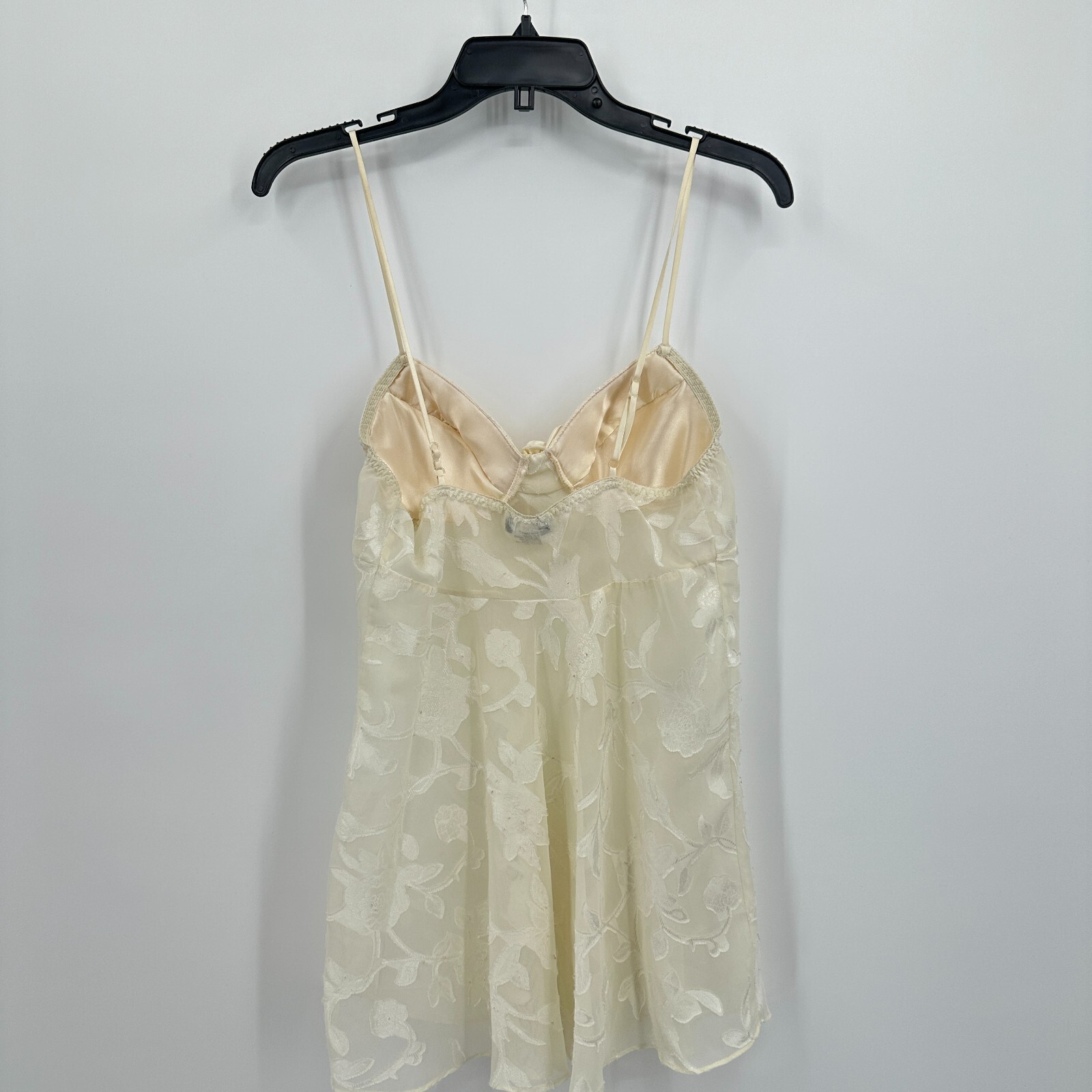 Vtg Seductive Wear Cinema Etoile Chemise Lingerie Womens S Cream Floral Padded