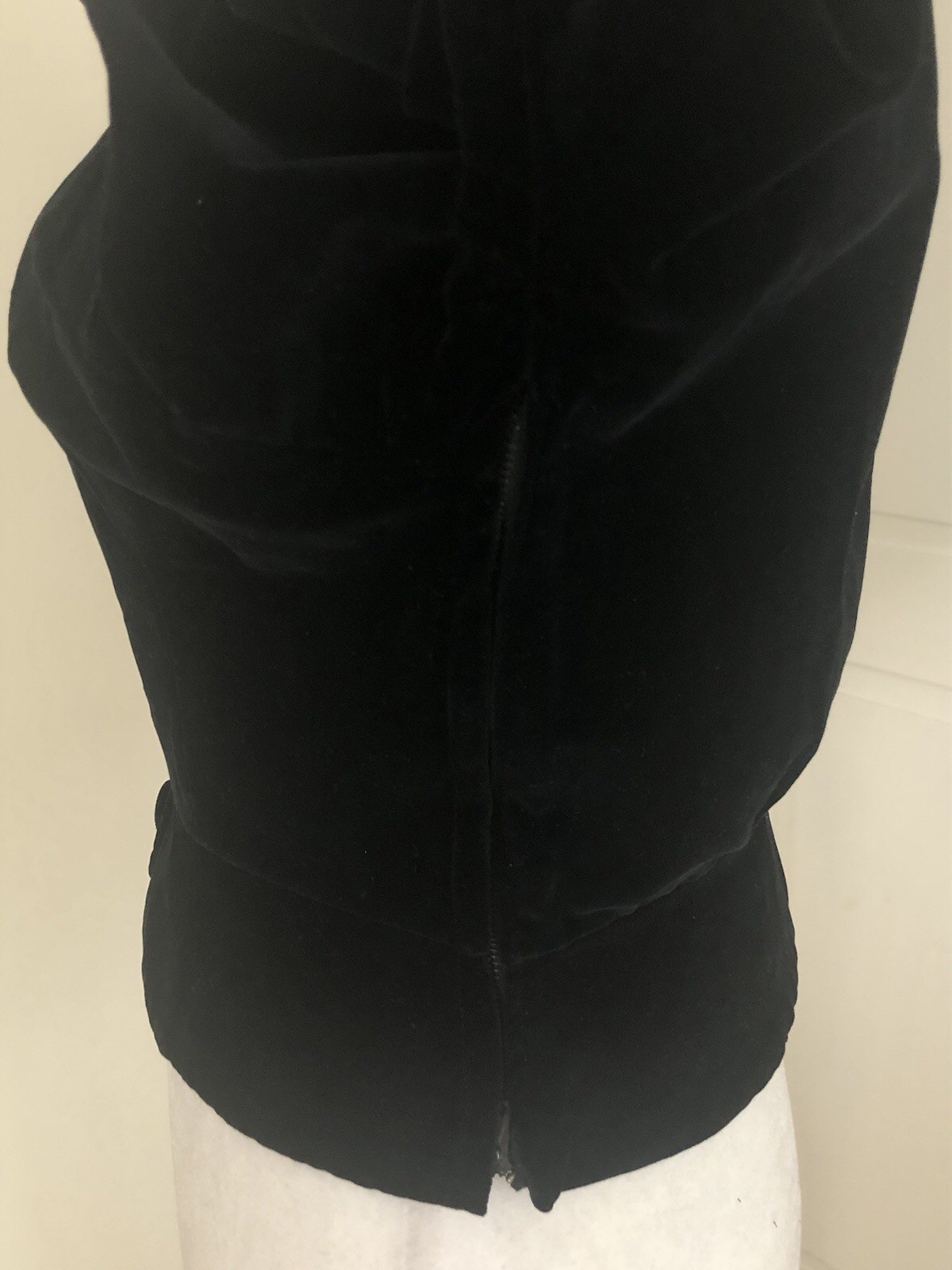Vintage 1950s 60s Blouse Top XS S M Black Velvet Off Shoulder Gothic Union Label