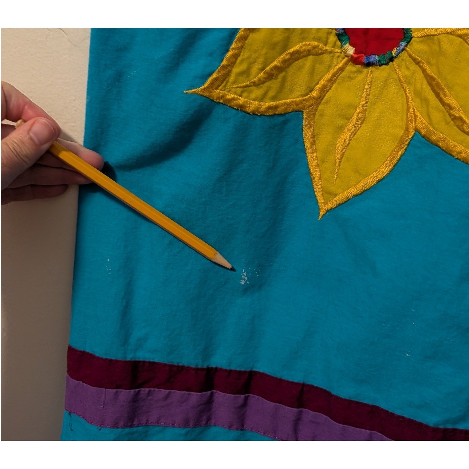 Vintage Panama Guna Mola Dress Hand Stitched Reverse Applique Bird Boho Folk Art