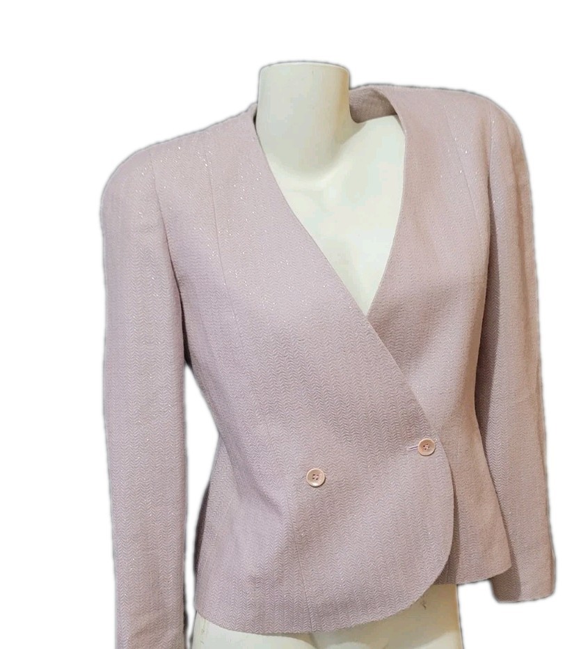 Halston III Vintage Women’s 2 Button Blazer Pink Irridescent Size 6
