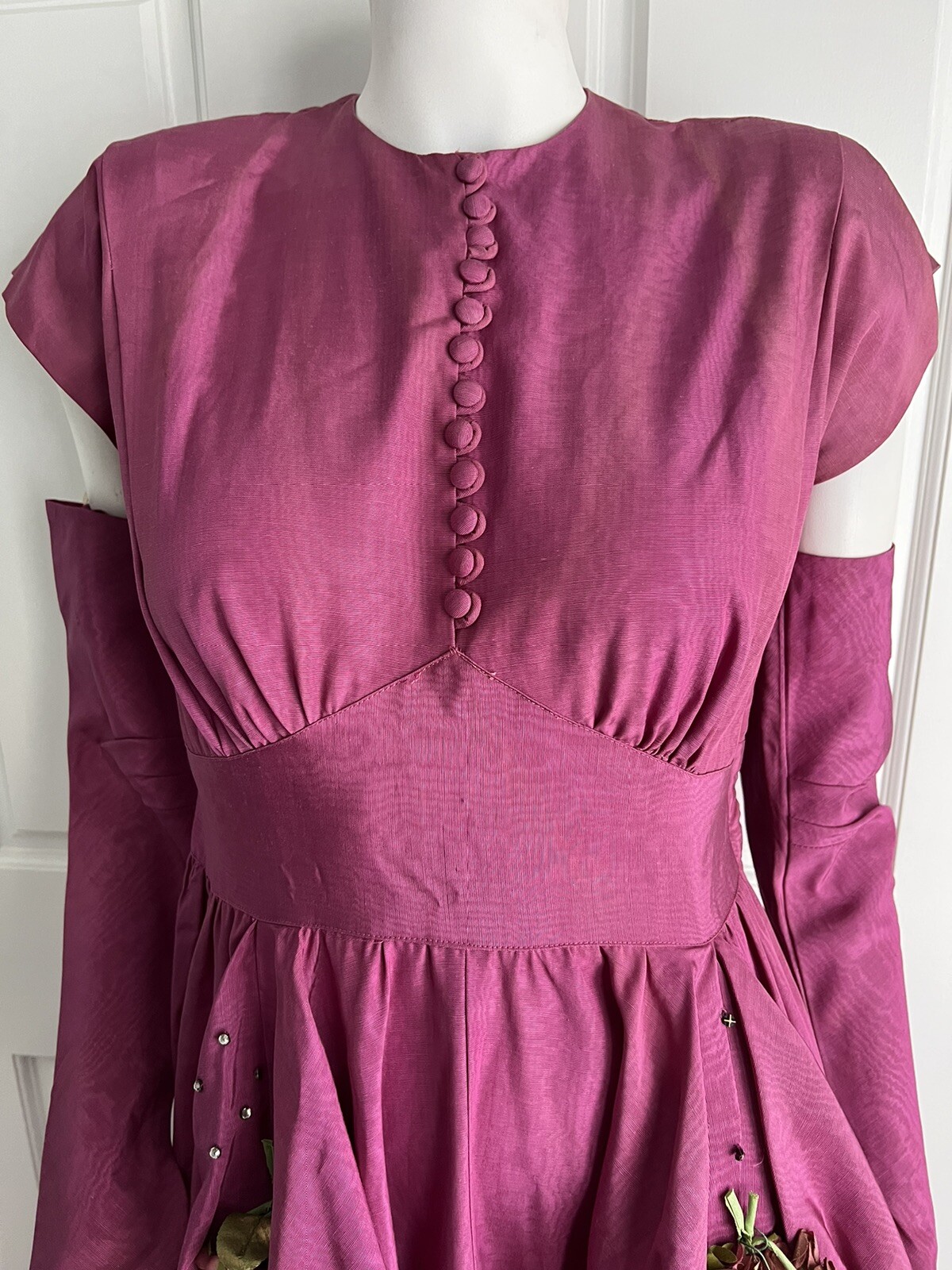 Vintage 1940s Fred Perlberg Dance Originals Mauve Formal Dress Matching Gloves