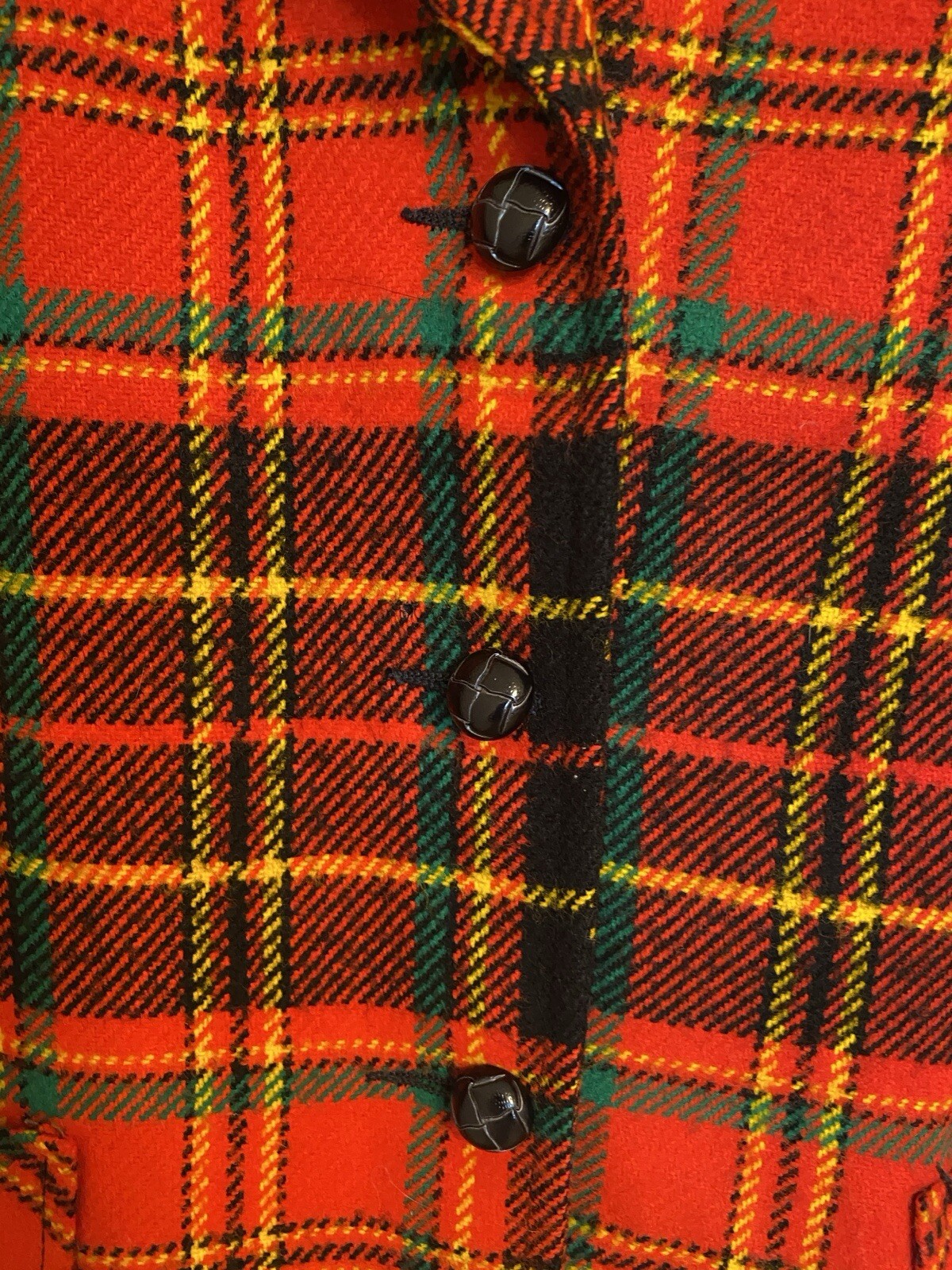 Peerless of Boston VTG Jacket 1970s Plaid 13 14 Retro Red Green Yellow Black