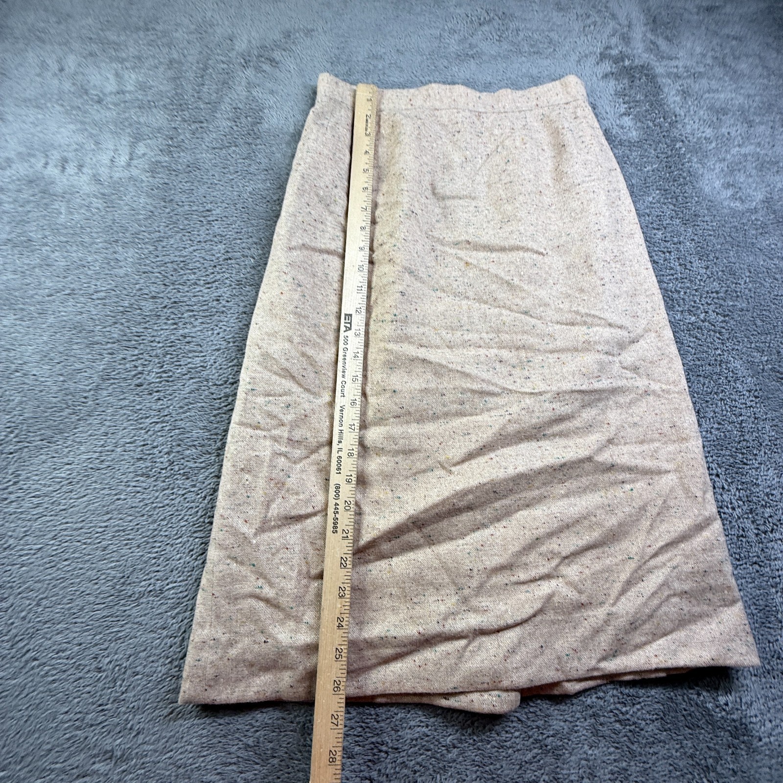 Vintage Wool Blend Tweed Pencil Skirt Flecked Neutral Lined 1960s 1970s Small