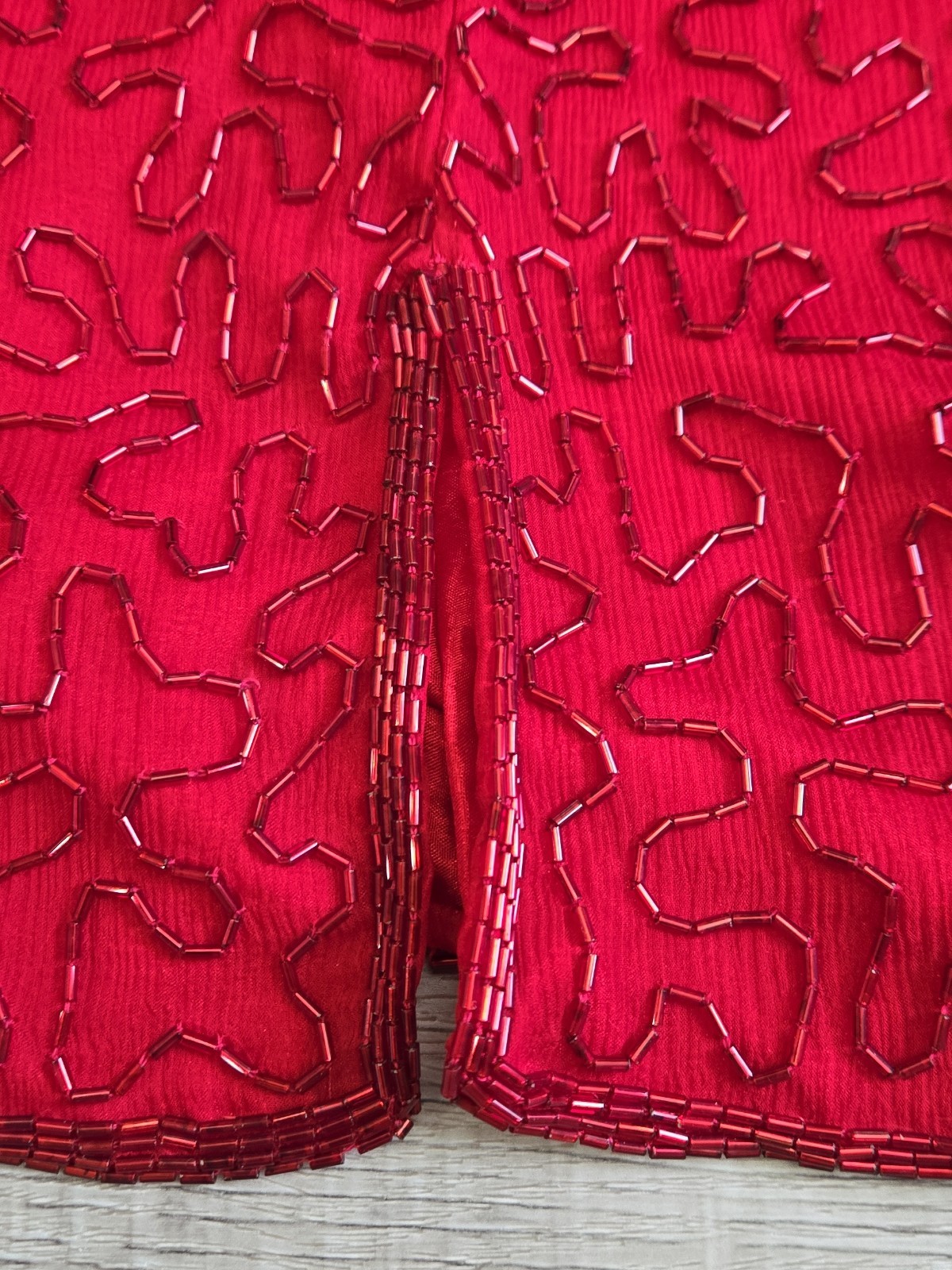 Scala Red & Gold Sequin Beaded Silk Bodycon Cocktail Dress P/P Milan Paris LA