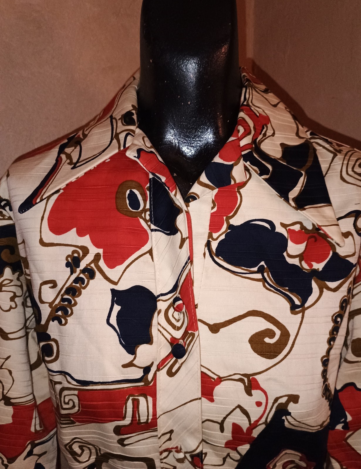 Vintage 60s Lanvin Paris New York OP Art MOD Shirt Dress Belted Dagger Collar
