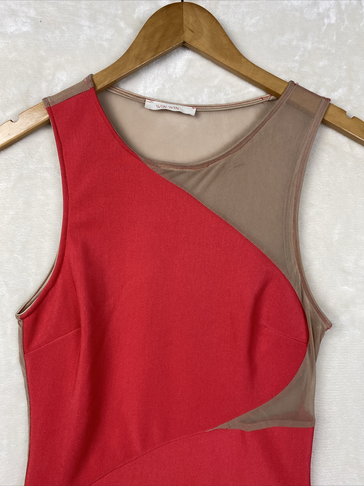 Vintage 70s Winwin Bodycon Dress Womens Small Knit Stretch Asymmetrical Party