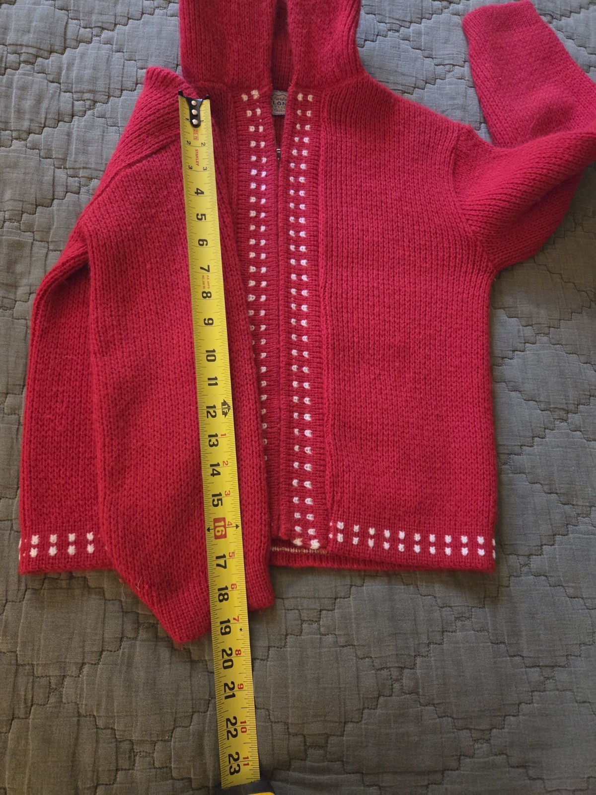 Vintage Orlon Acrylic Zip Cardigan Sweater Shawl Collar Nordic Ski Cottagecore S