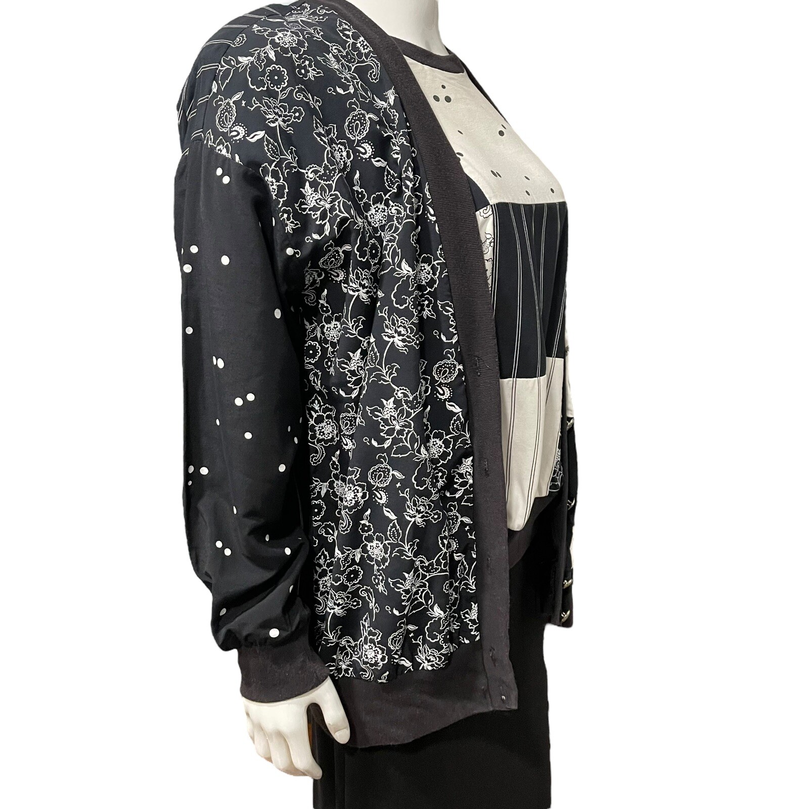 Vtg 1980s Nina St Claire Women’s M Pullover Top Shirt Button Jacket Cardigan