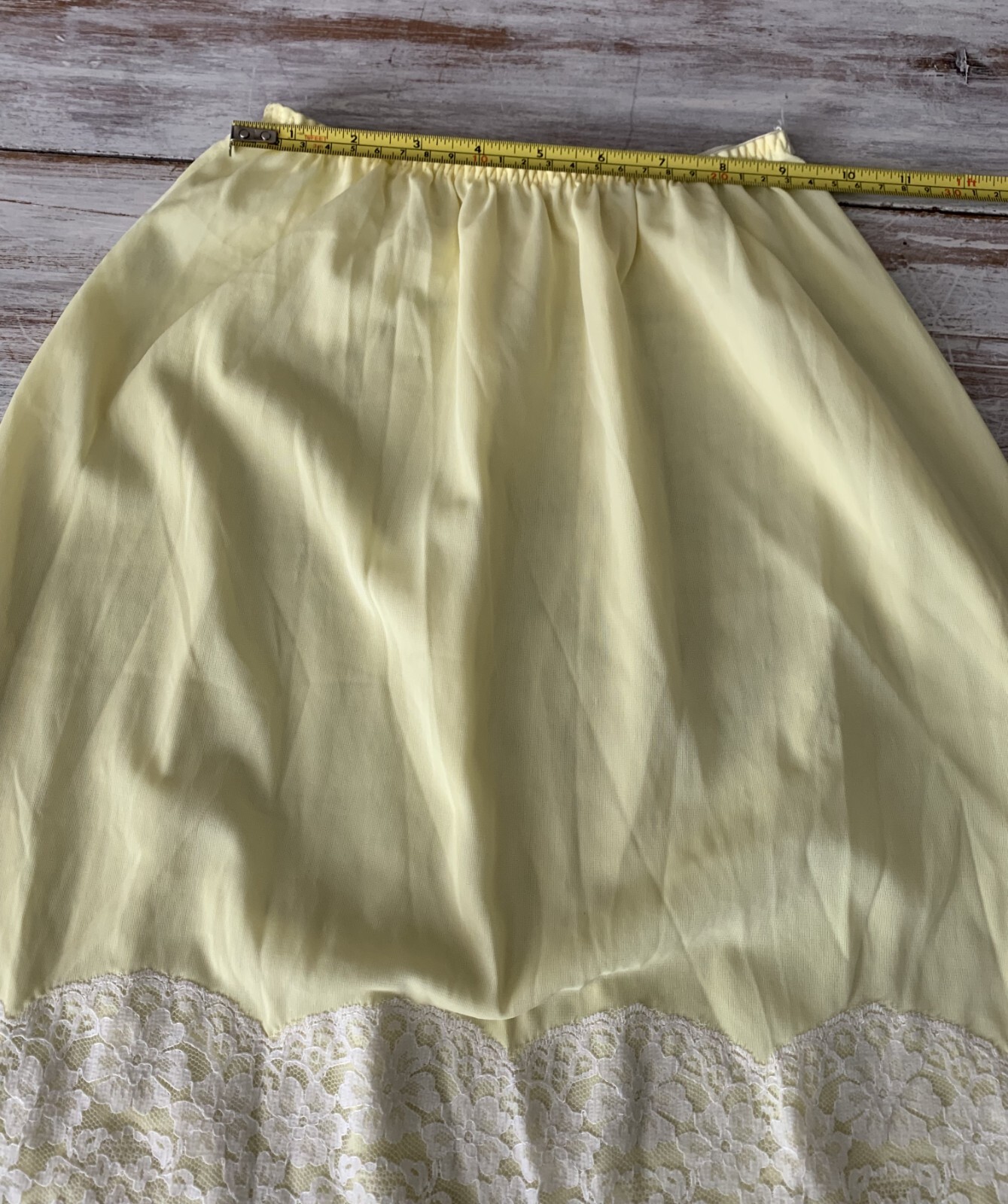 Greenco Maid Vintage Size 6 Medium Sunny Yellow Half Slip White Lace Detail