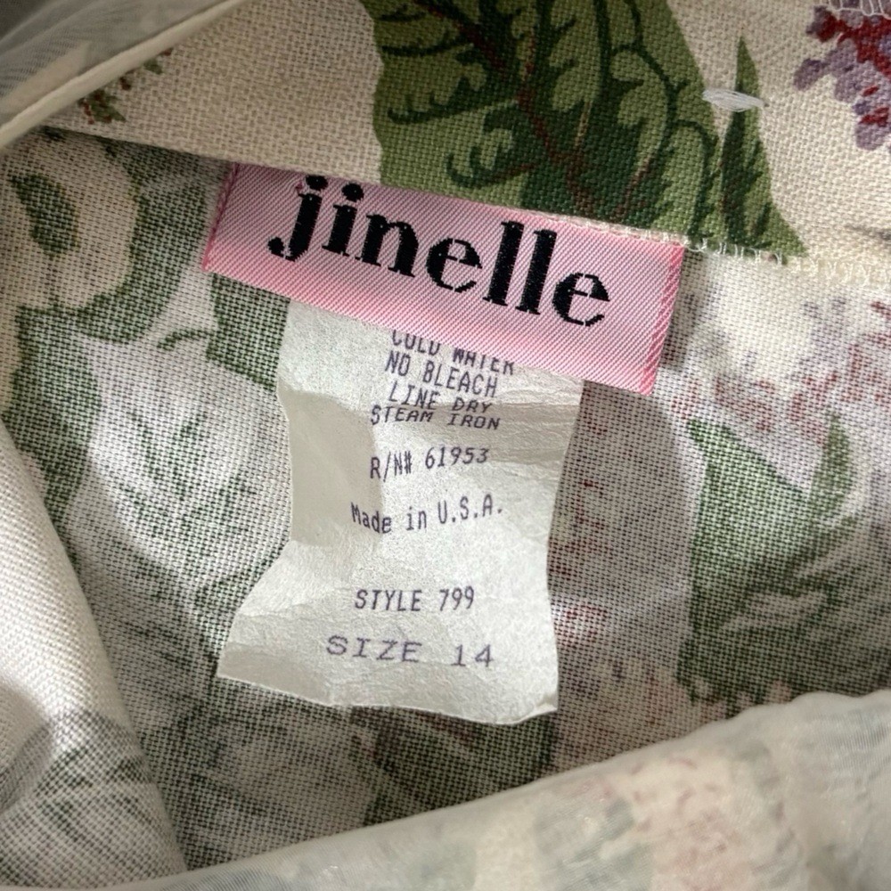 Vintage Jinelle Size 14 Floral Mesh Lace Neck Mini Dress Victorian Cottagecore