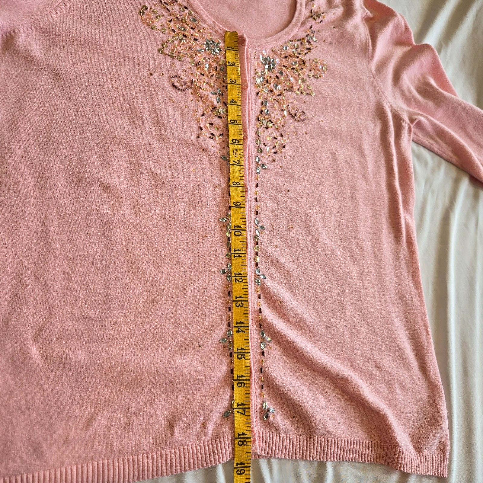 Vtg Chadwick’s Hong Kong Beaded Embellished Pink Cardigan Sweater Sz Large READ