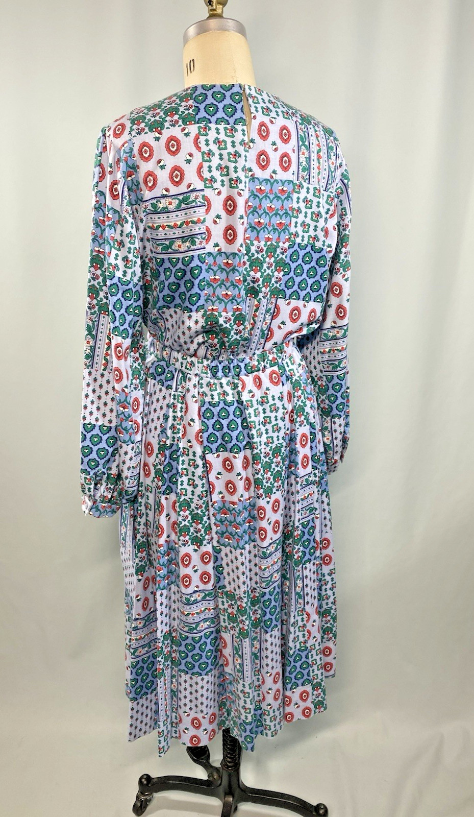 Vintage Dress top & skirt set SIZE MEDIUM blue patchwork cottage 70s 80s boho