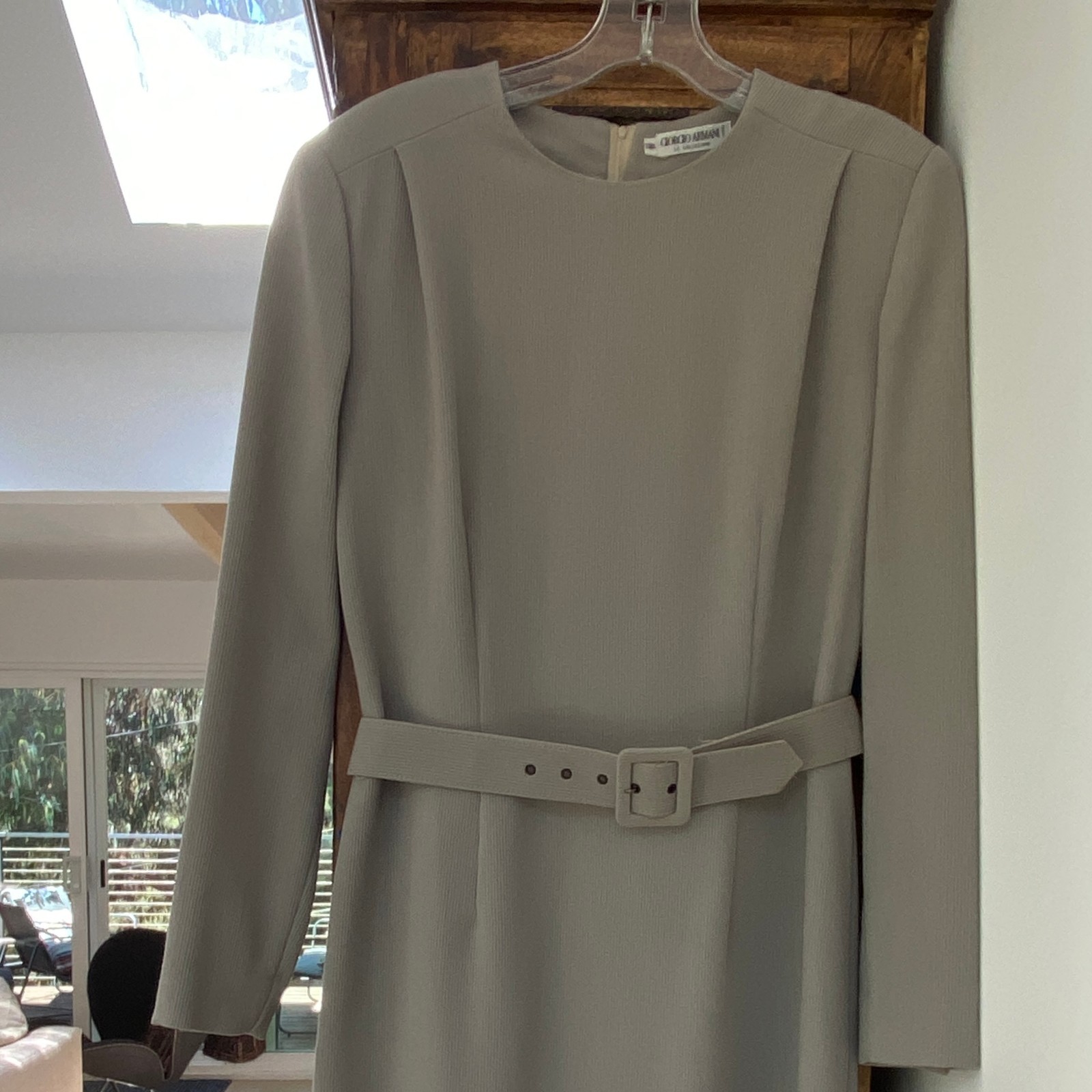 GIORGIO ARMANI Le COLLEZIONI Greige Color Sheath Dress-Size 12-Vintage.
