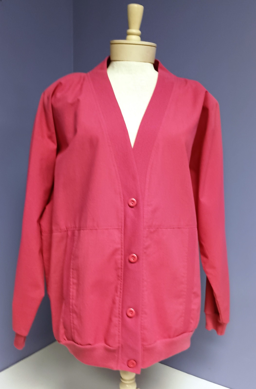 Jacket Vtg 80’s Special Measure Pink Poly Cotton Unlined Pocketed Jacket Size 20