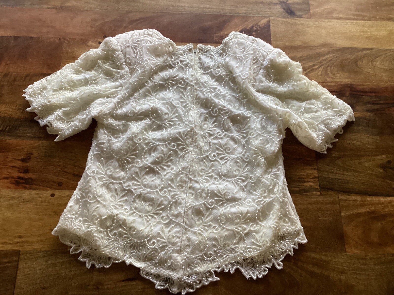 Vintage Brilliante By J.A,Women’s Beaded Pearl,Sequin+Lace,Dressy Blouse Sz XL