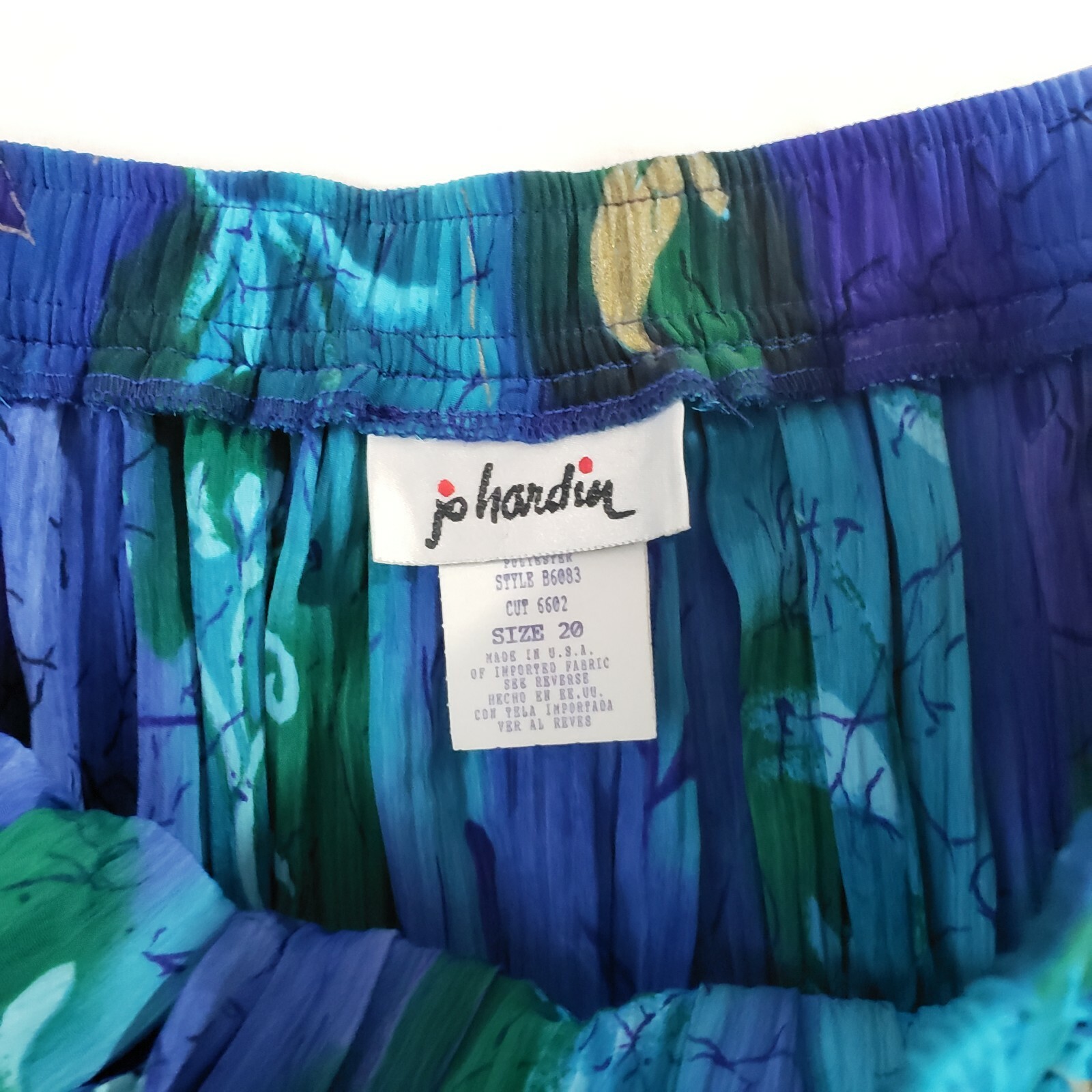 Vintage NWT Jo Hardin Skirt Sz 20 Pleated Women’s Maxi Stretch Blue Floral Bold
