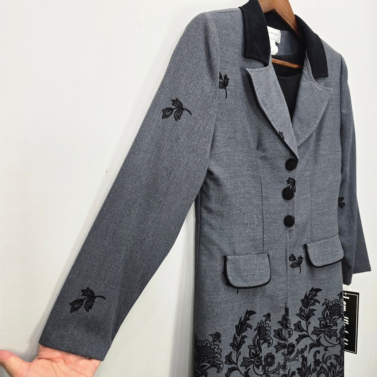 Vintage 90s Molly Malloy Dress Jacket Set 4 Petite Embroidered Office Career NWT