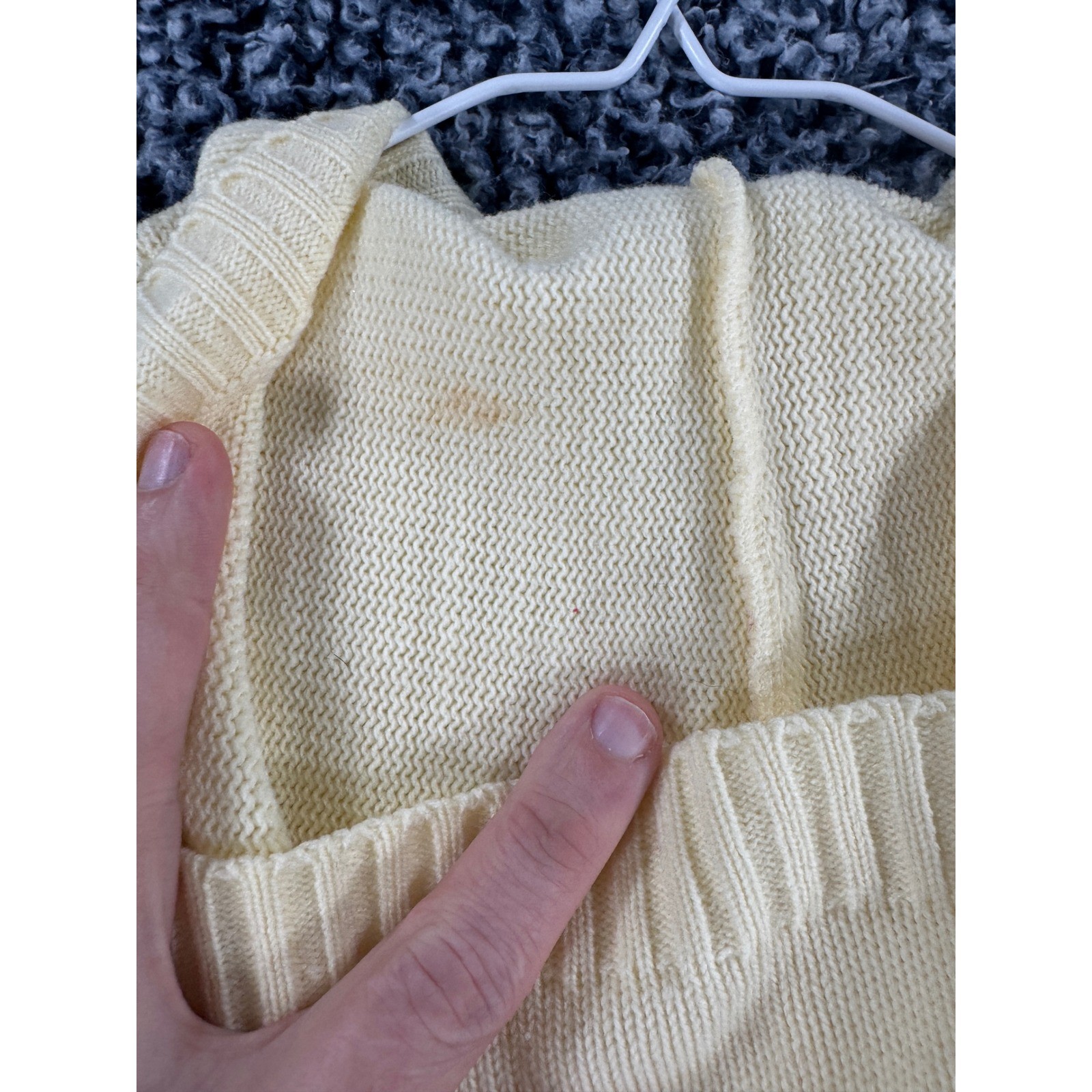 Vintage Sears JR Bazaar Yellow Cable Knit Full Zip Hoodie Sweater Large 5405