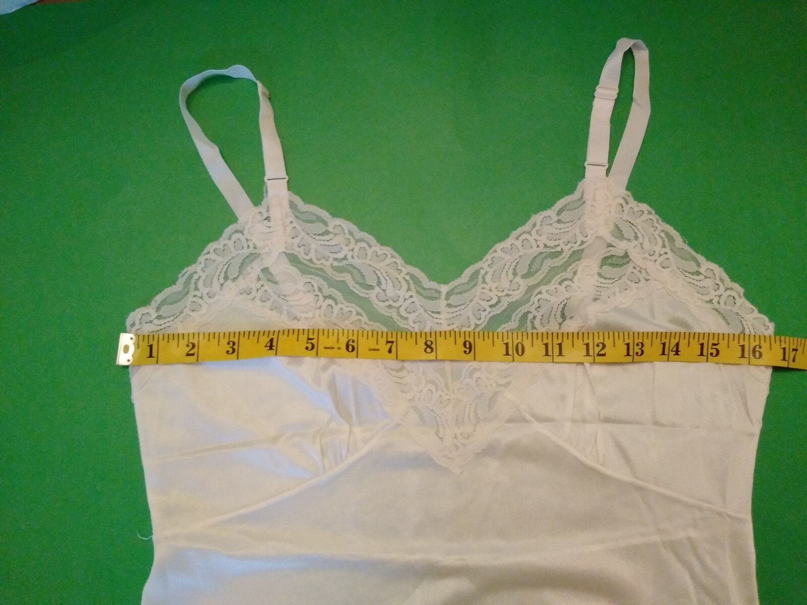Vintage Full Slip Dress Chemise European SZ S-M Cream Ivory w/ Lace Trim